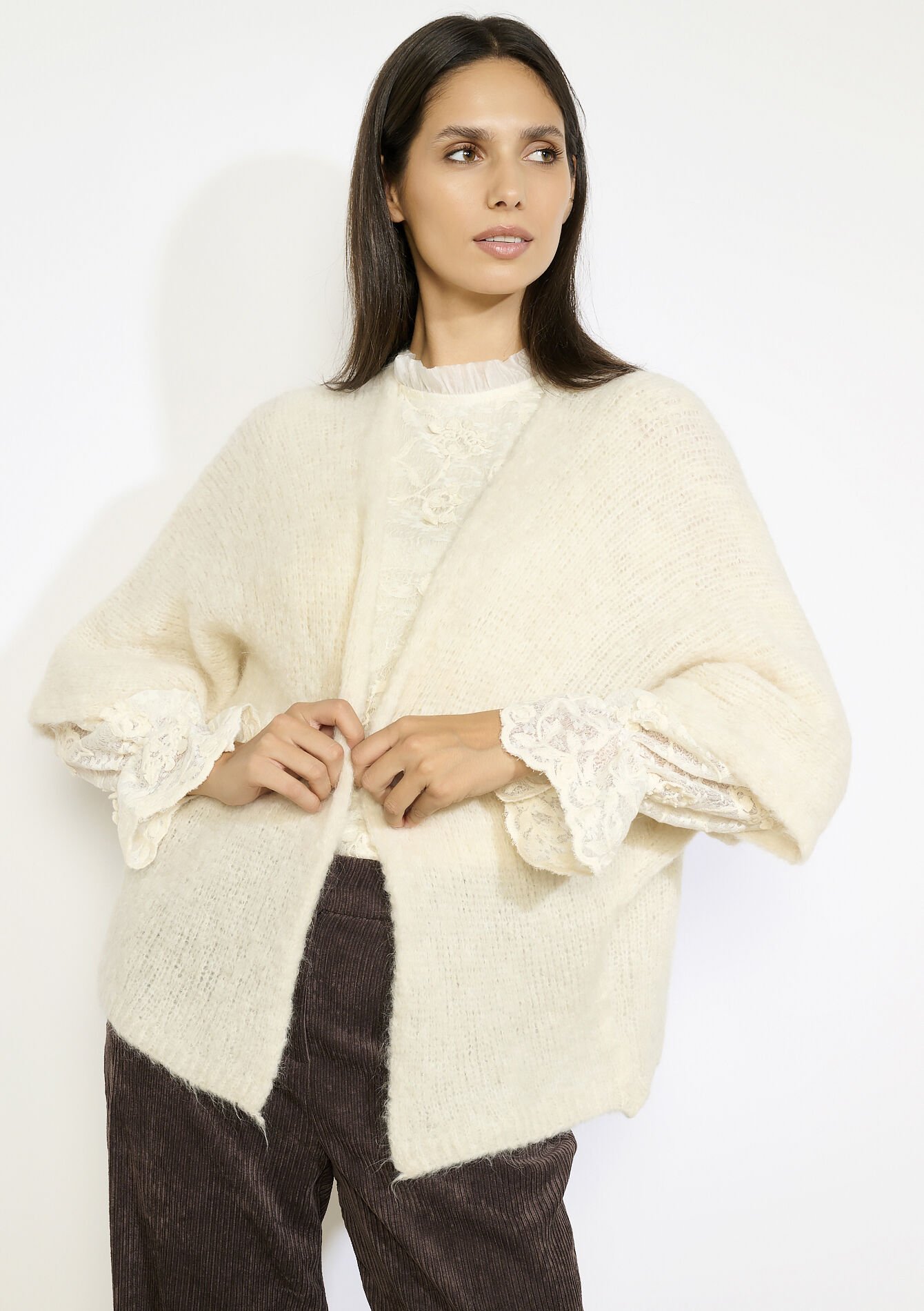 Losvallend gebreide vest, Losvallend gebreide vest - VANILLA WHITE - 04101371_1013