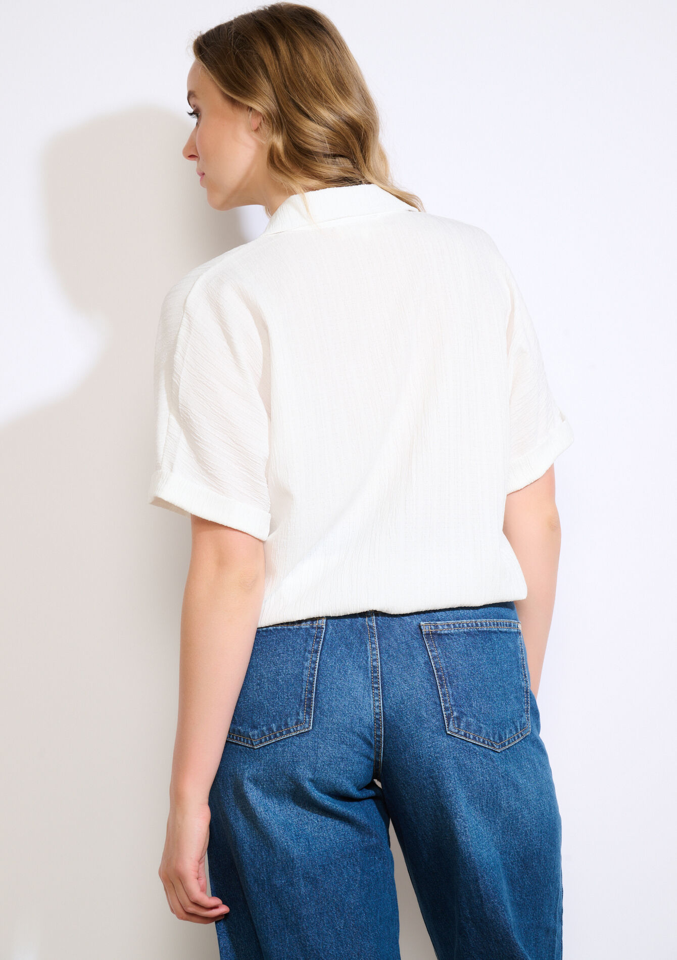 Chemise ample texturée, Chemise ample texturée - OPTICAL WHITE - 05702926_1019