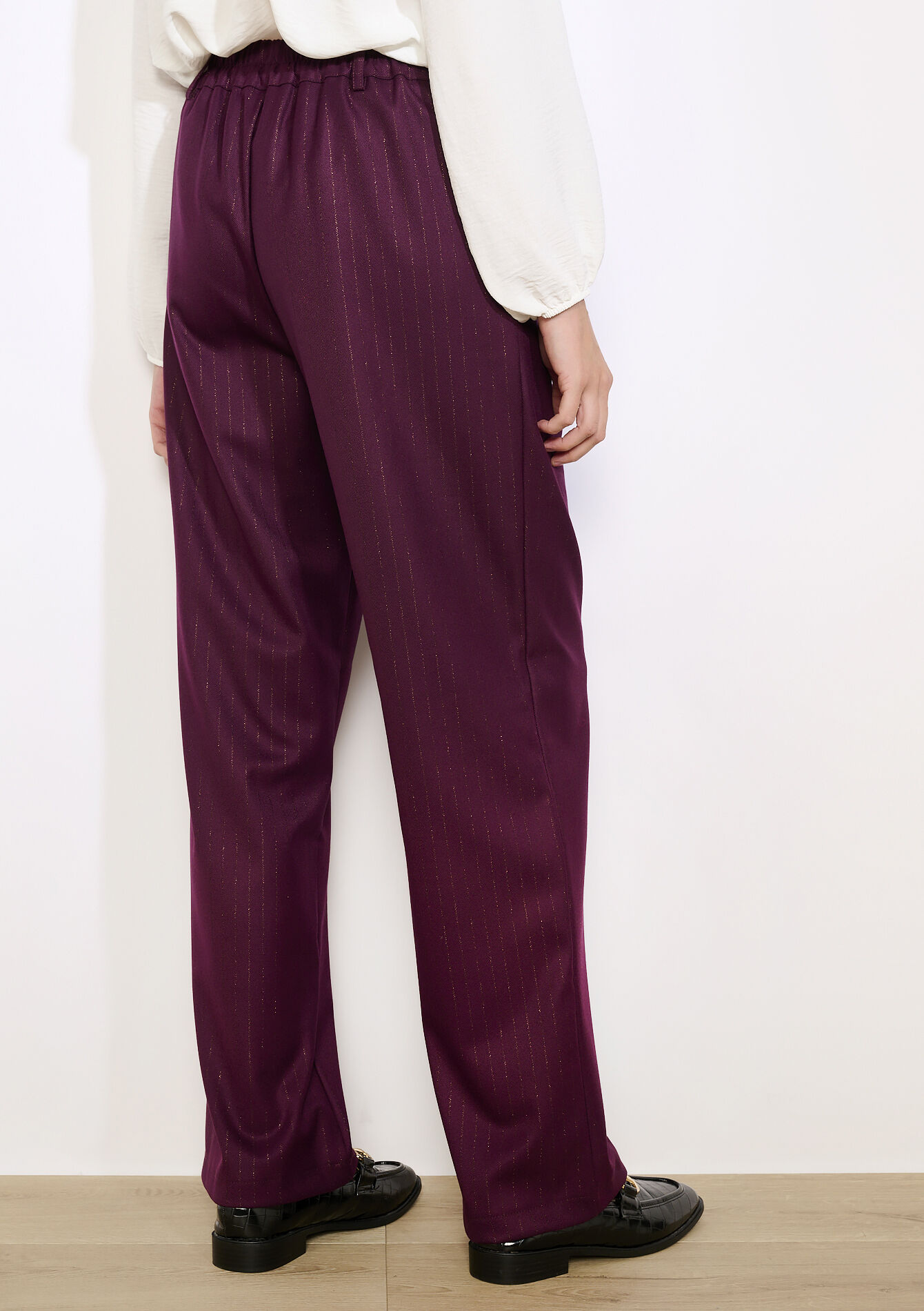 Wide-leg broek met plooien, Wide-leg broek met plooien - BORDEAUX WINE - 06100745_5514