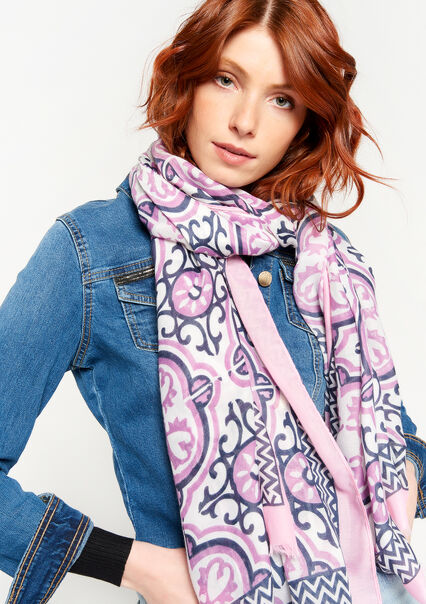 Sjaal met gemixte print - COSMETIC PINK - 1041541