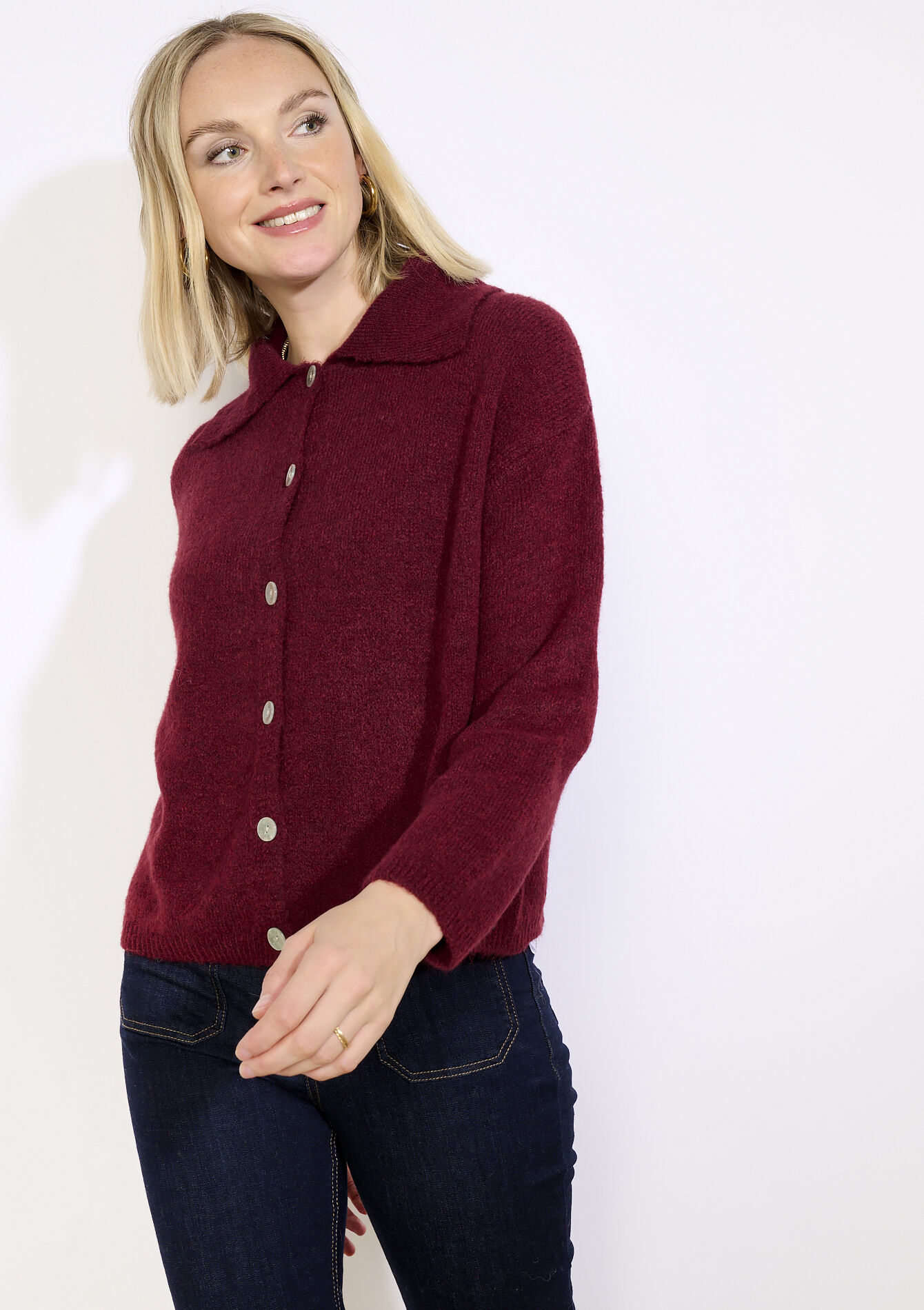 Gebreid vest met polokraag, Gebreid vest met polokraag - BORDEAU WINE - 04101403_1467