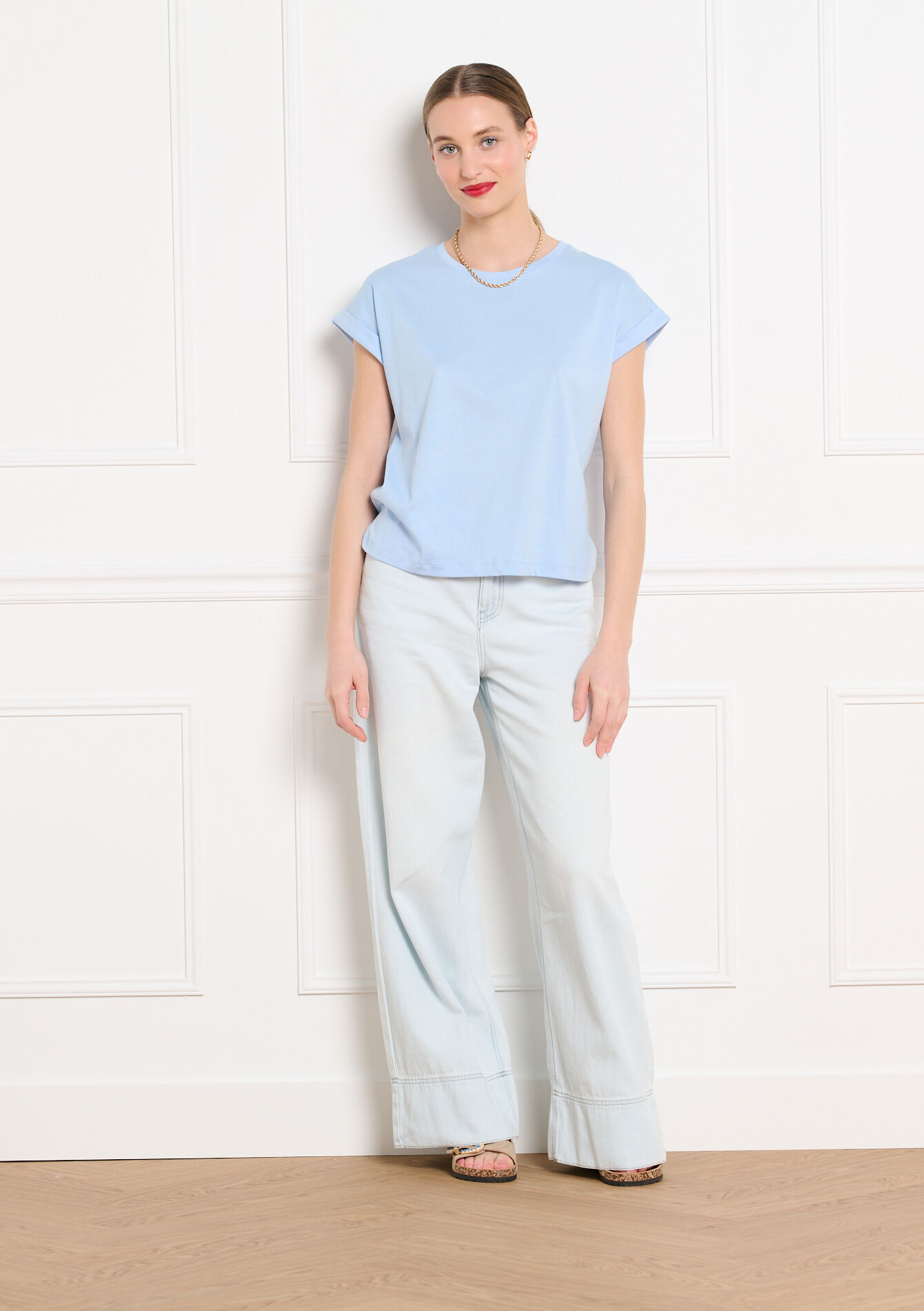 Losvallende T-shirt - BLUE PASTEL - 02301926_3003