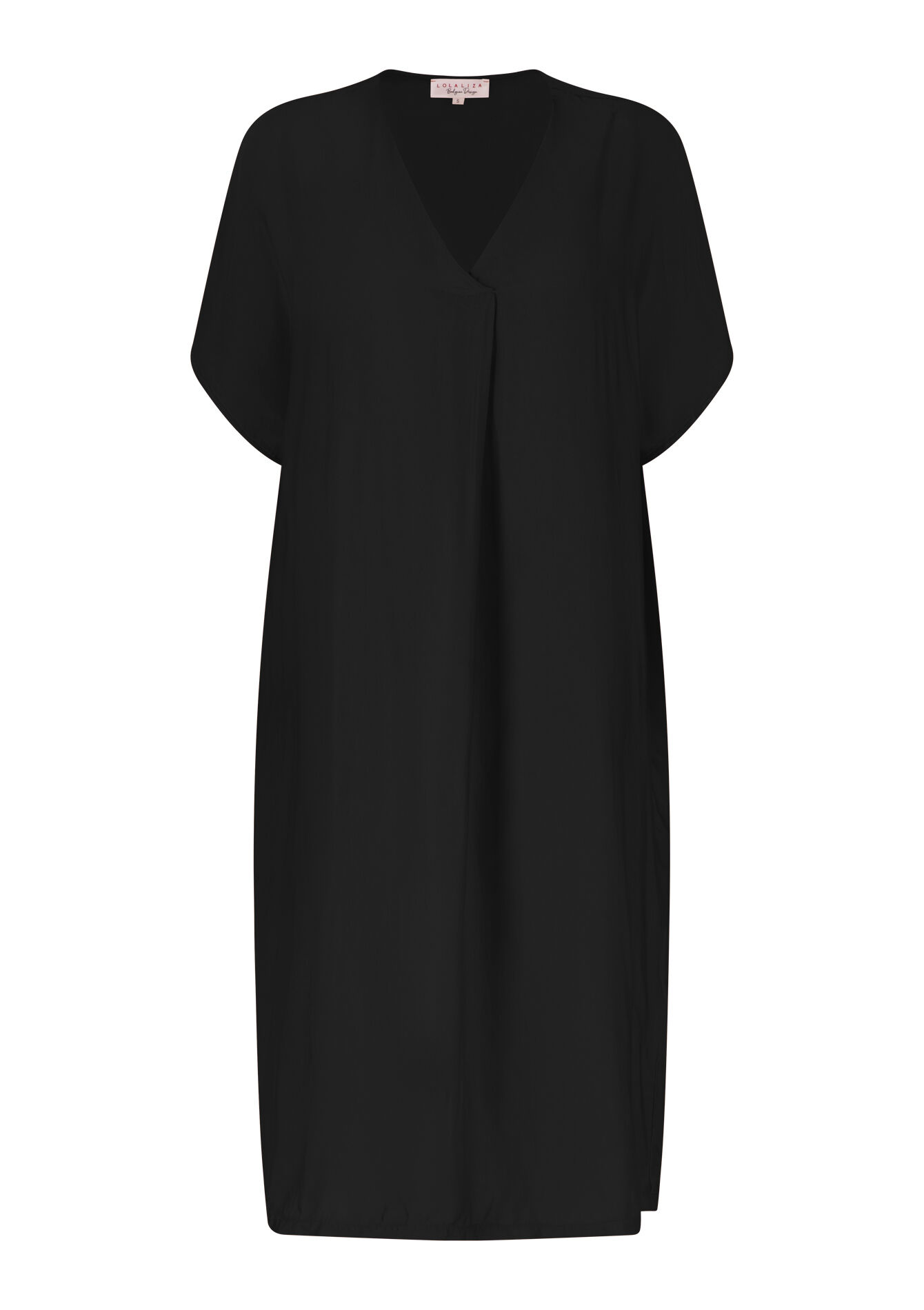 Robe en satin à col V, Robe en satin à col V - BLACK - 08103310_1119