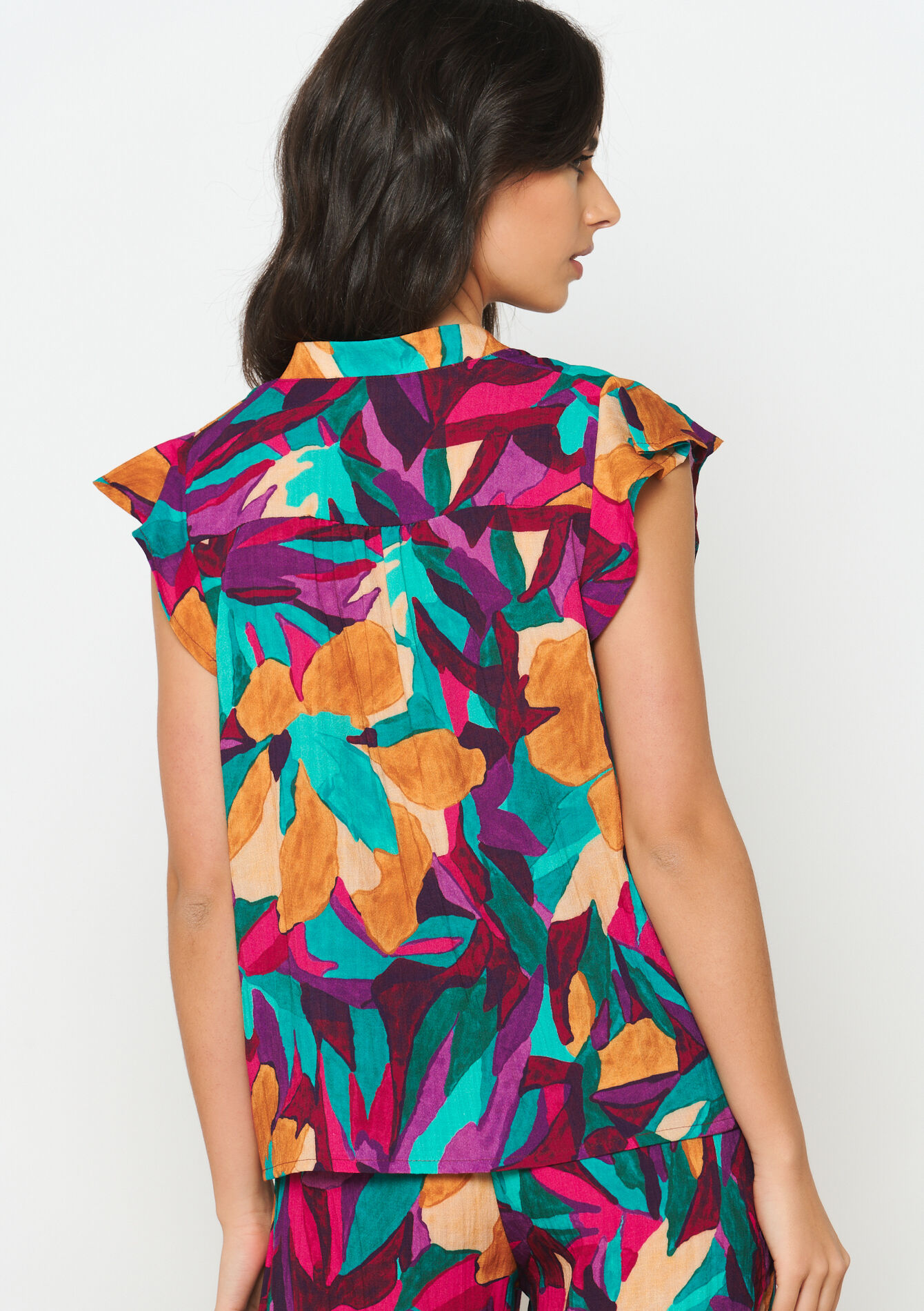 Blouse with watercolour print, Blouse with watercolour print - FUSCHIA PINK - 05702470_1465