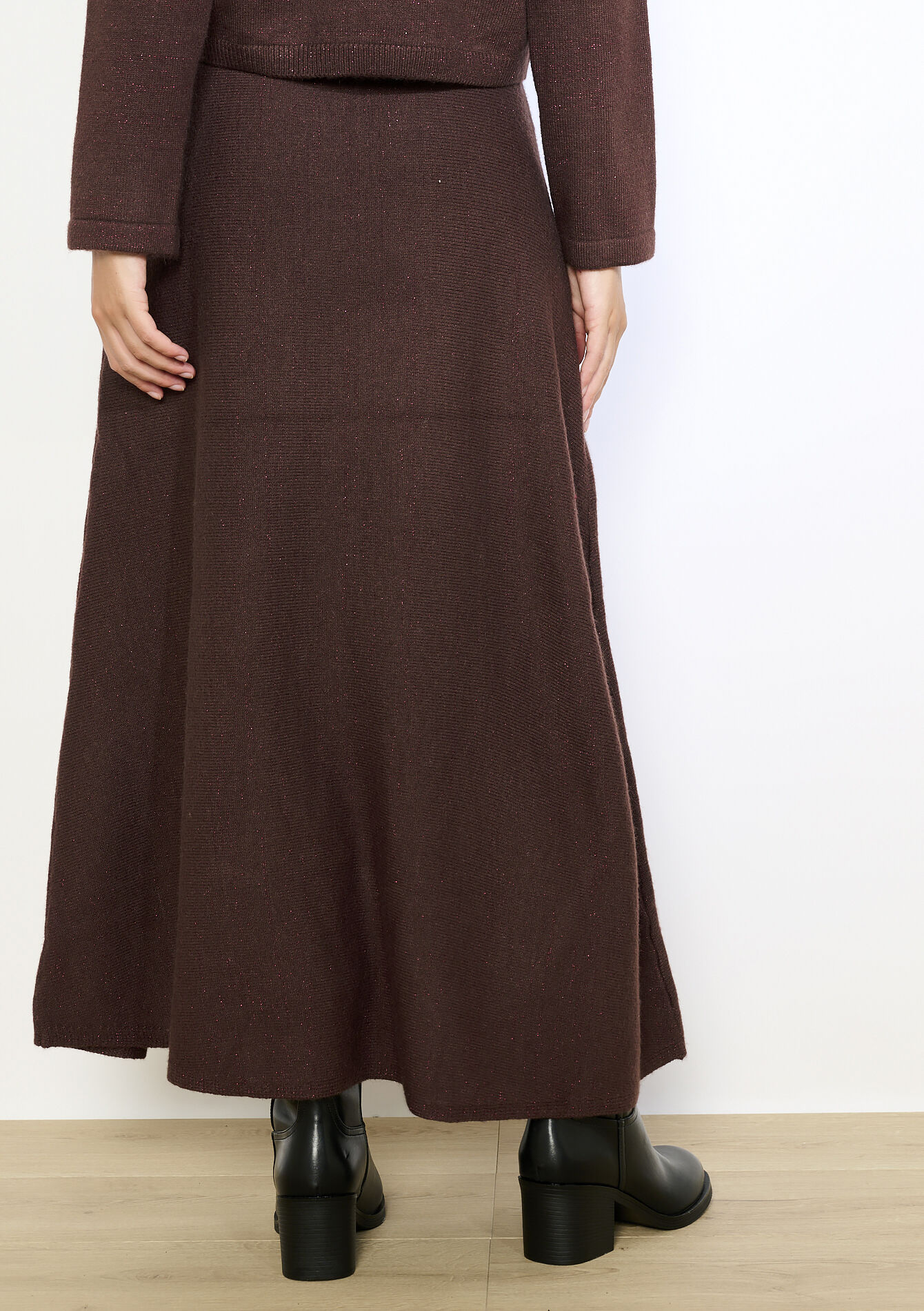 Jupe longue en maille, Jupe longue en maille - BROWN DARK CHOCOLATE - 07101359_3720