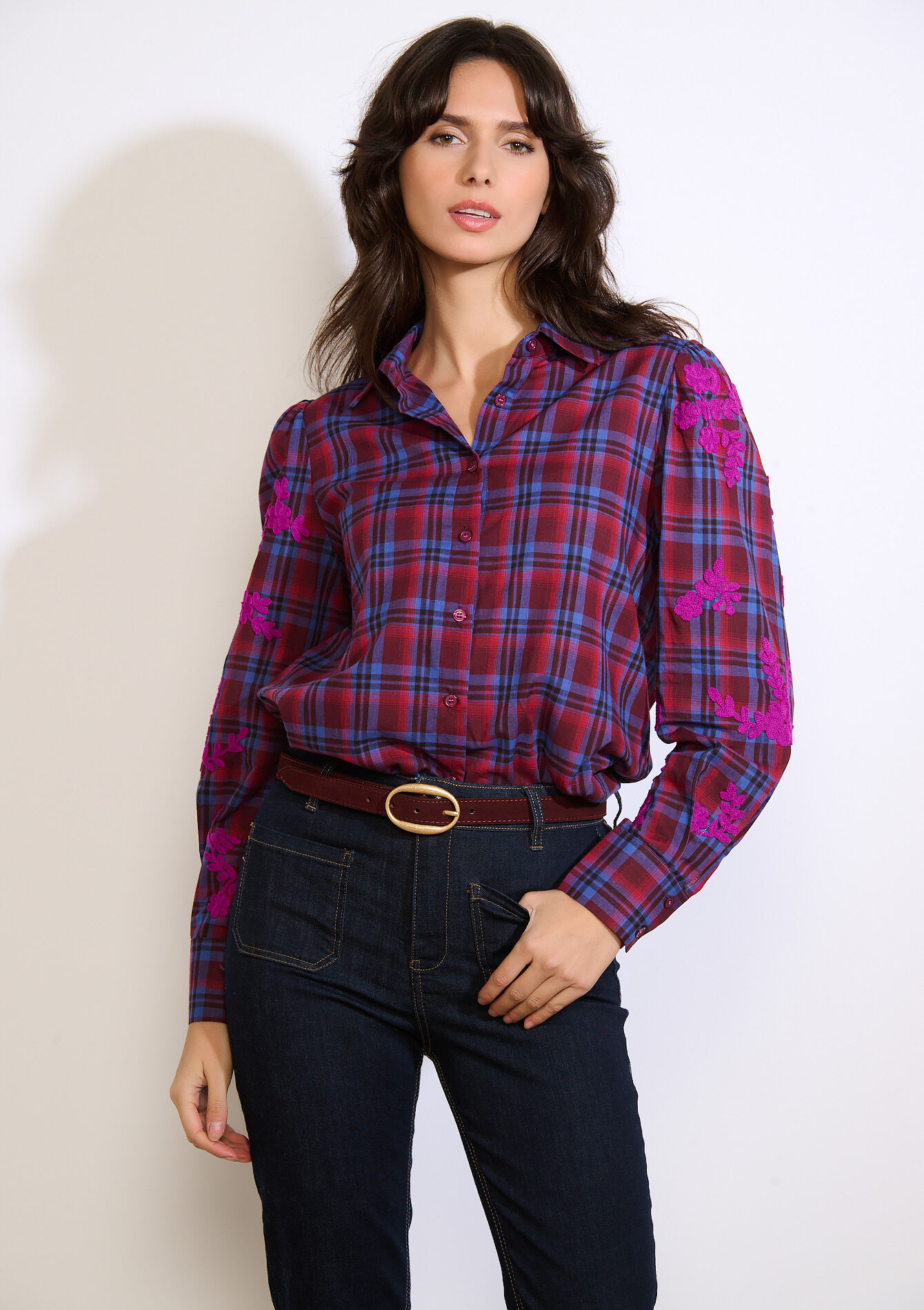 Ceinture en cuir boucle dorée, Ceinture en cuir boucle dorée - BORDEAU WINE - 14001955_1467