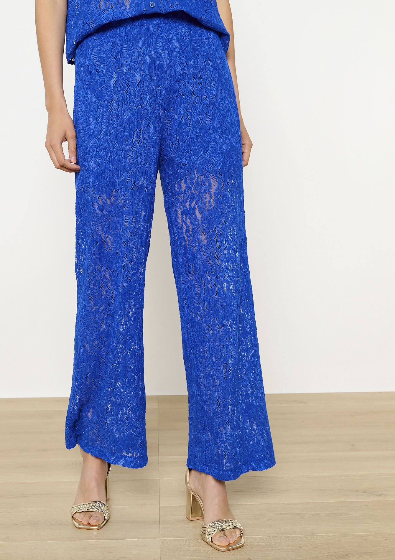 Wijde kanten broek - ELECTRIC BLUE - 06601020_1619