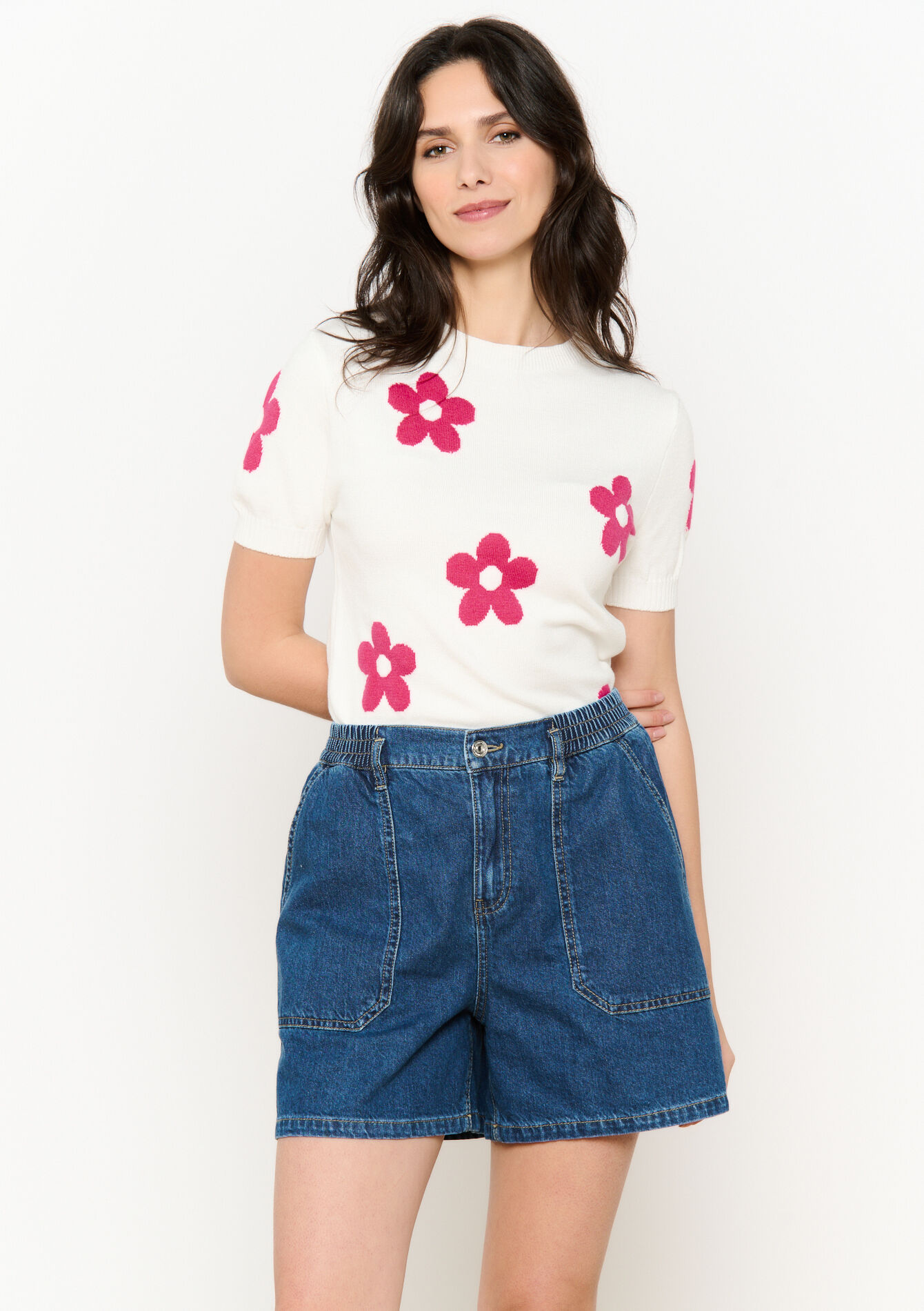 Jacquard sweater with flowers, Jacquard sweater with flowers - OFFWHITE - 04006882_1001