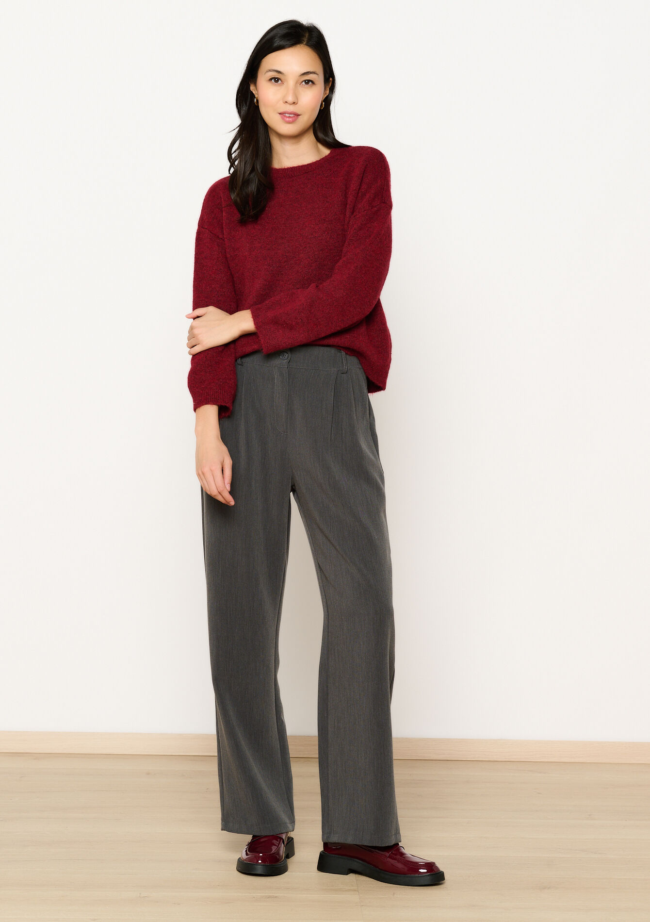 Sweater with drooping sleeves, Sweater with drooping sleeves - BORDEAUX - 04006775_1423