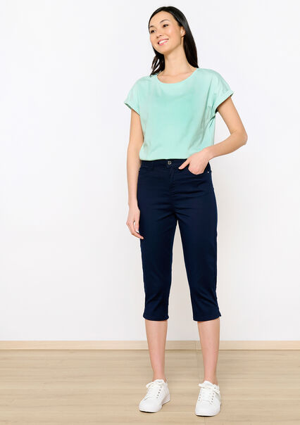 Capri trousers with high waist - NAVY BASIC - 06004462_2723