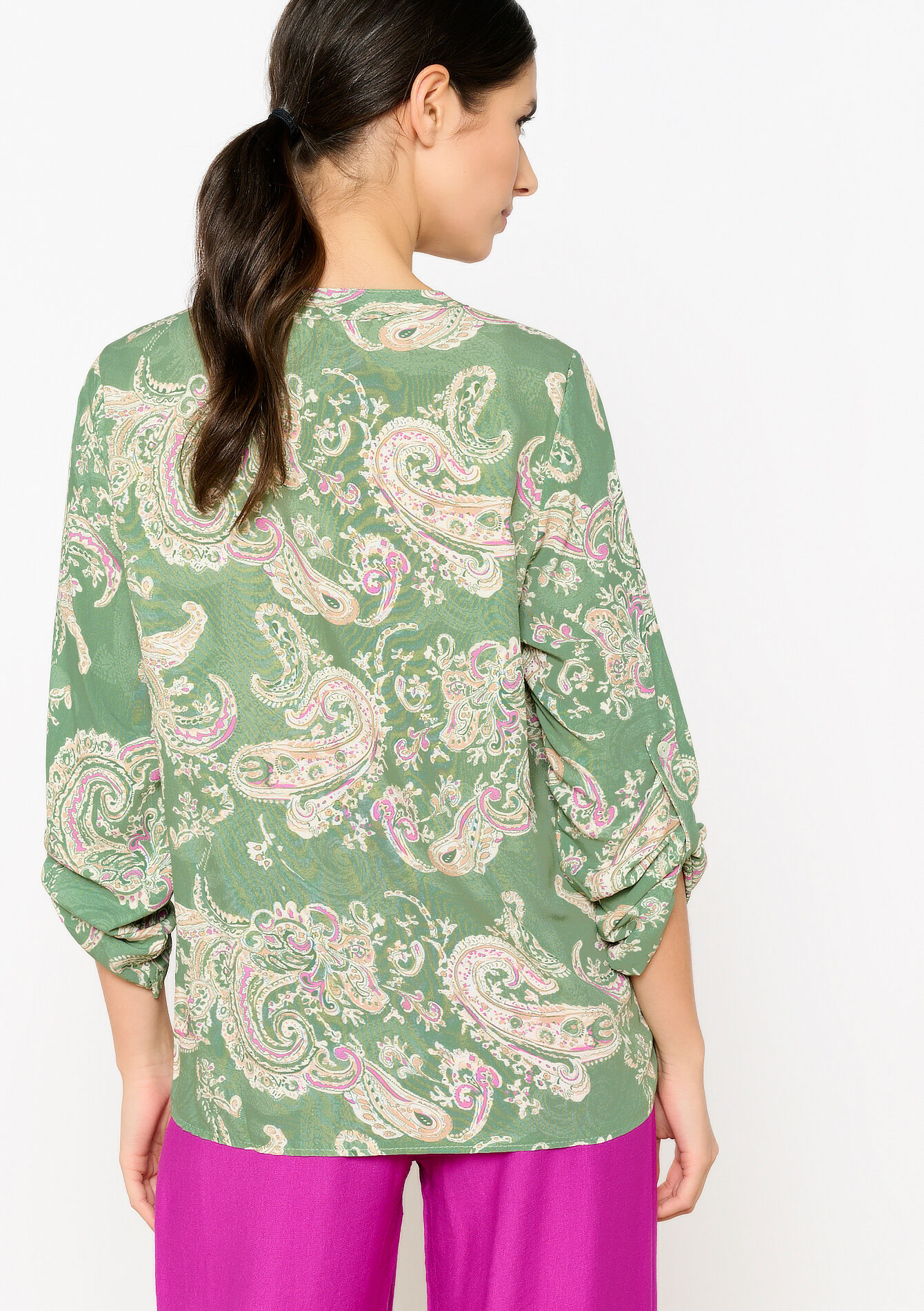 Blouse with paisley print, Blouse with paisley print - KHAKI MINT - 05702487_2542