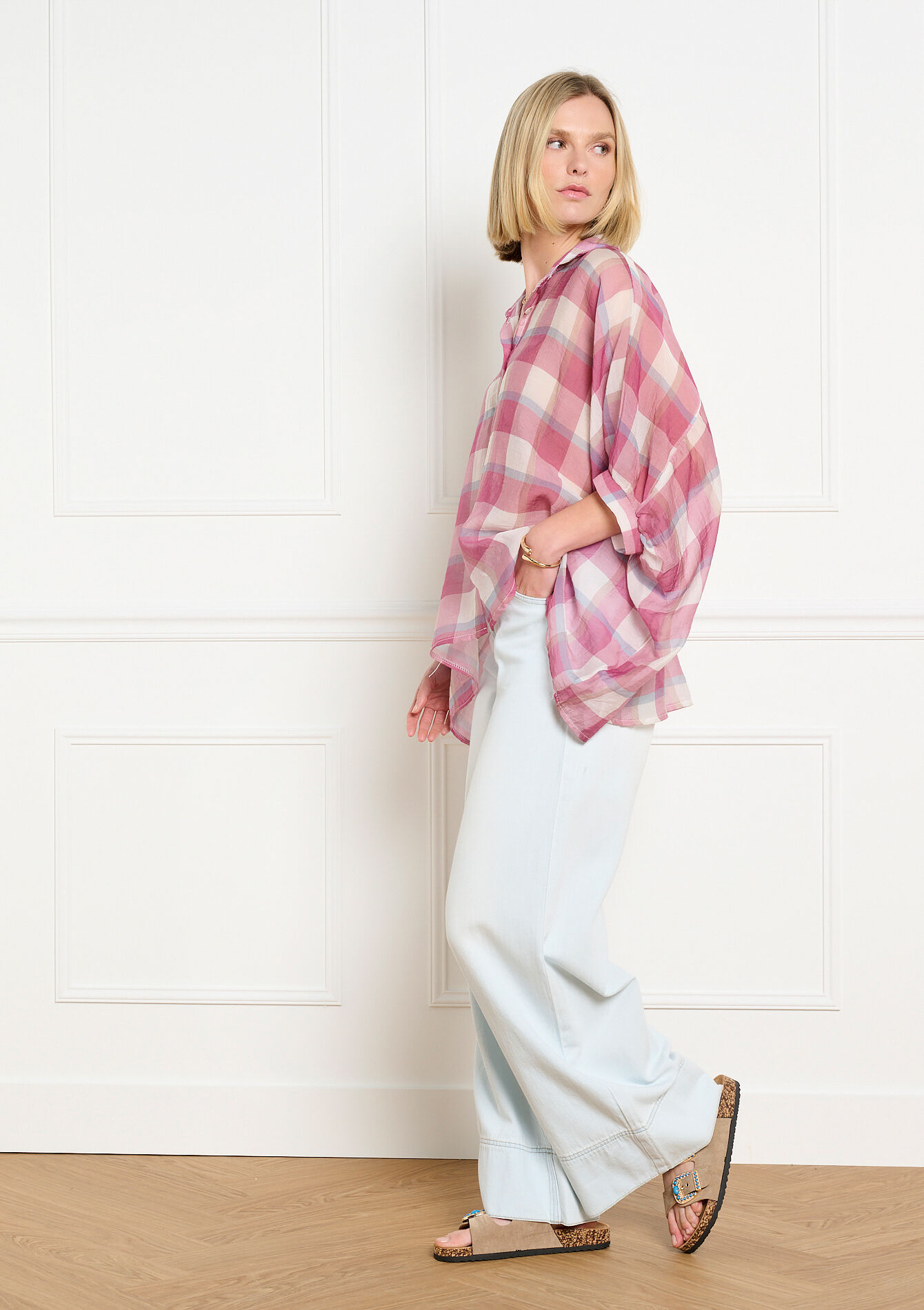 Losvallend geruit overhemd, , back