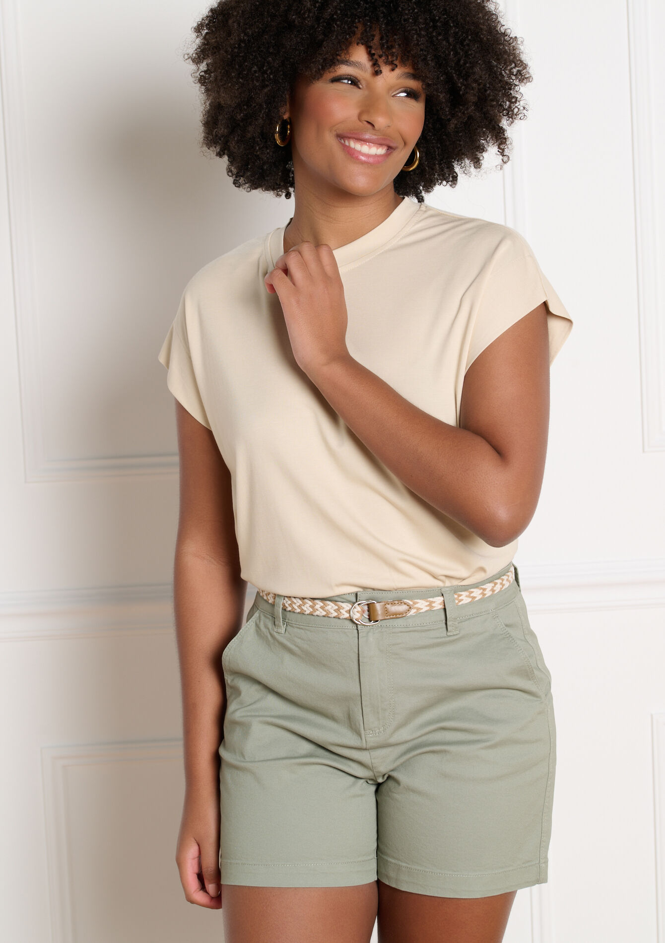 Soepele t-shirt met korte mouwen - LT BEIGE - 02301933_2527