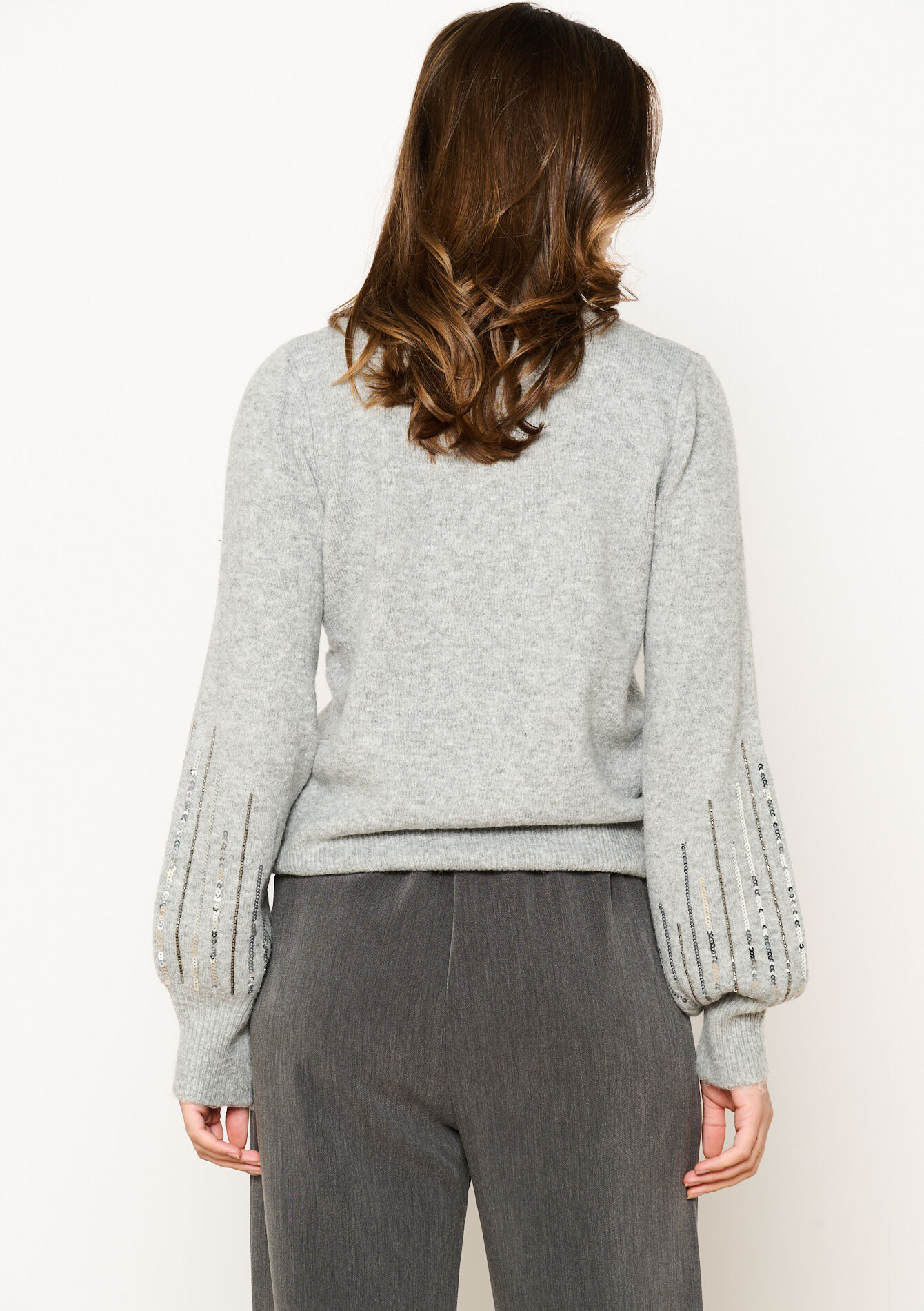 Sweater with sequins - LT GREY - 04006574