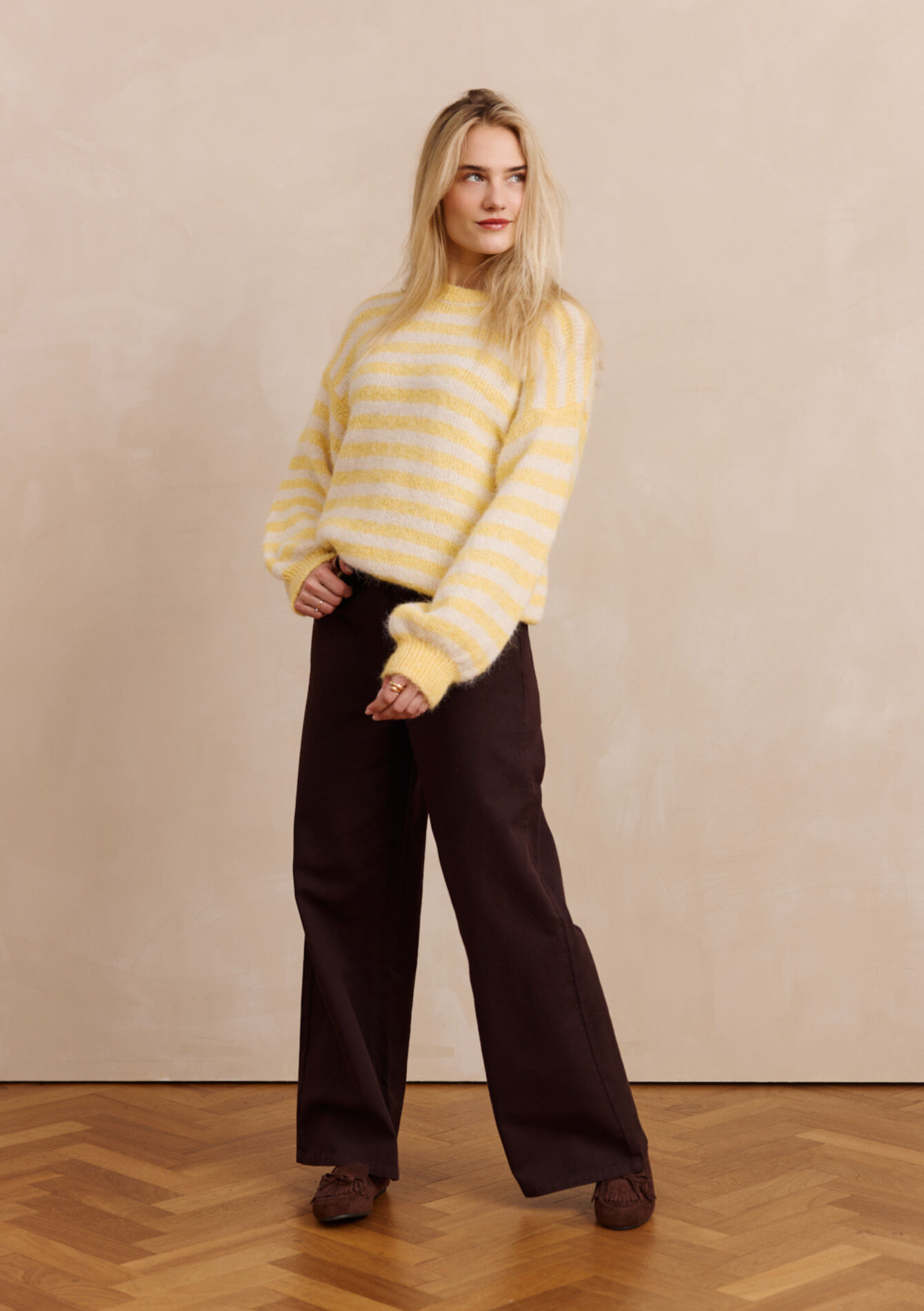 Wijde broek met normale taille, , back