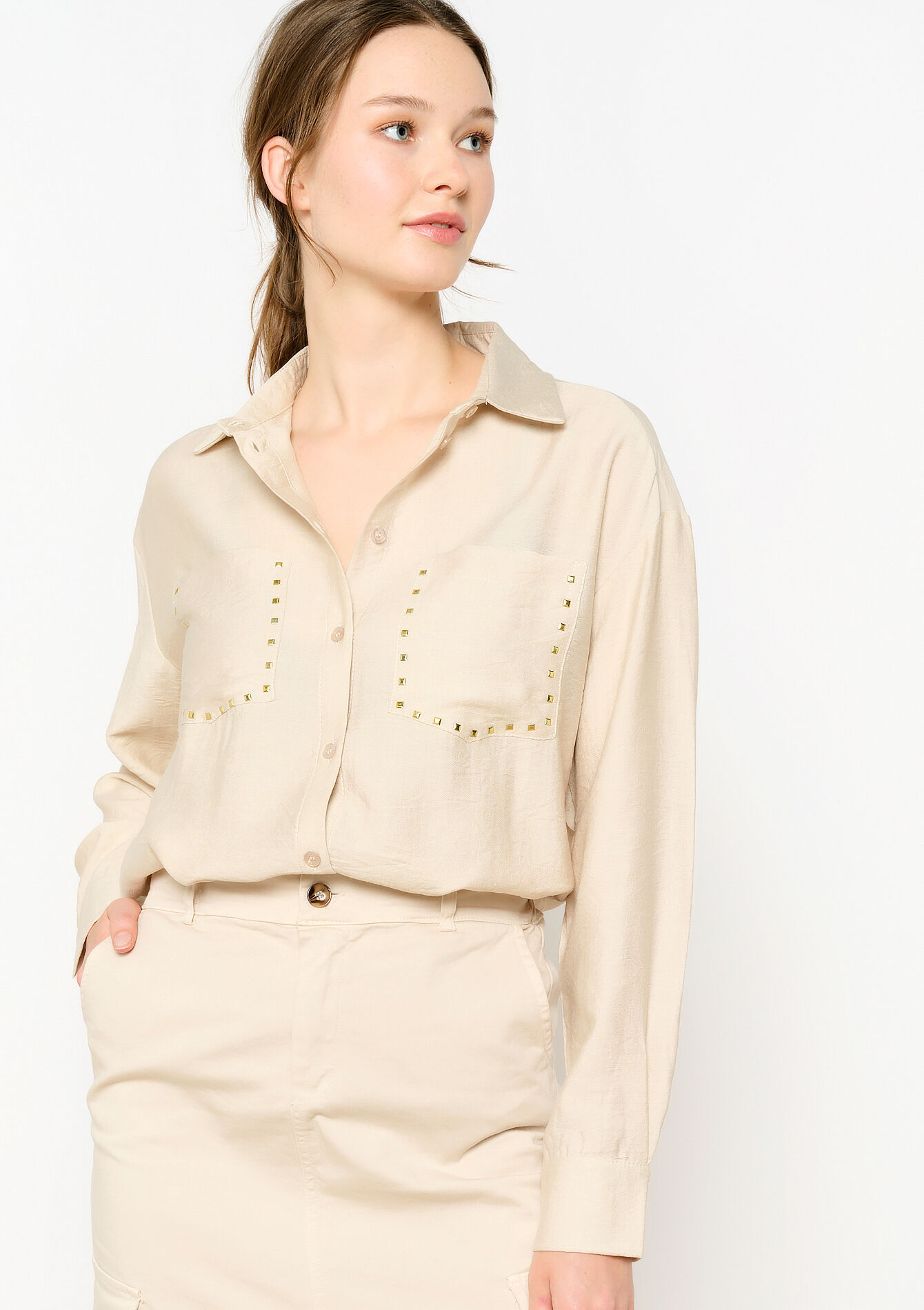 Hemd met studs, Hemd met studs - LT BEIGE - 05702467_2527