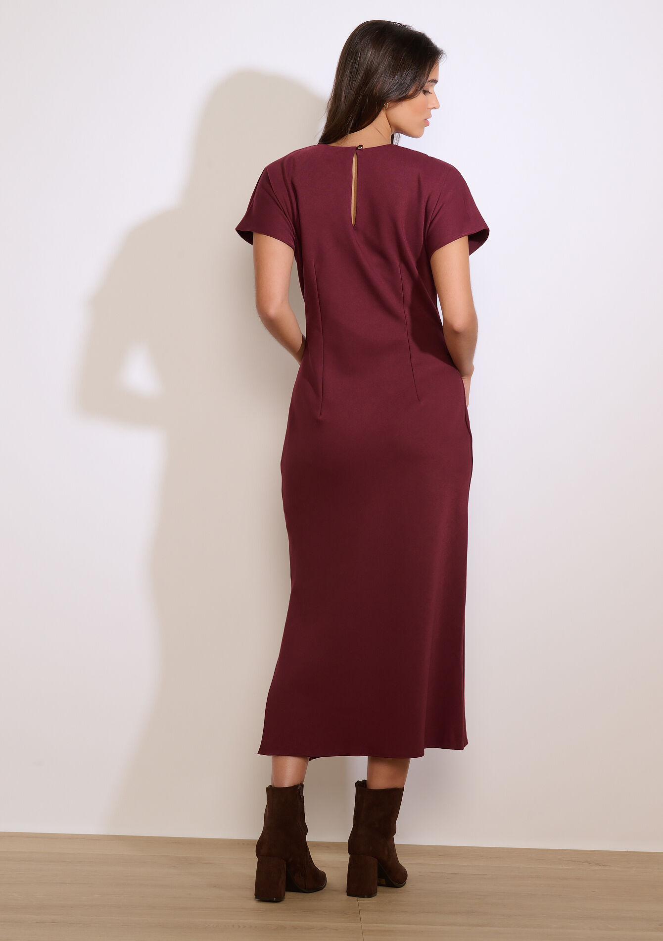 Robe midi bodycon - AUBERGINE - 08104277_1537