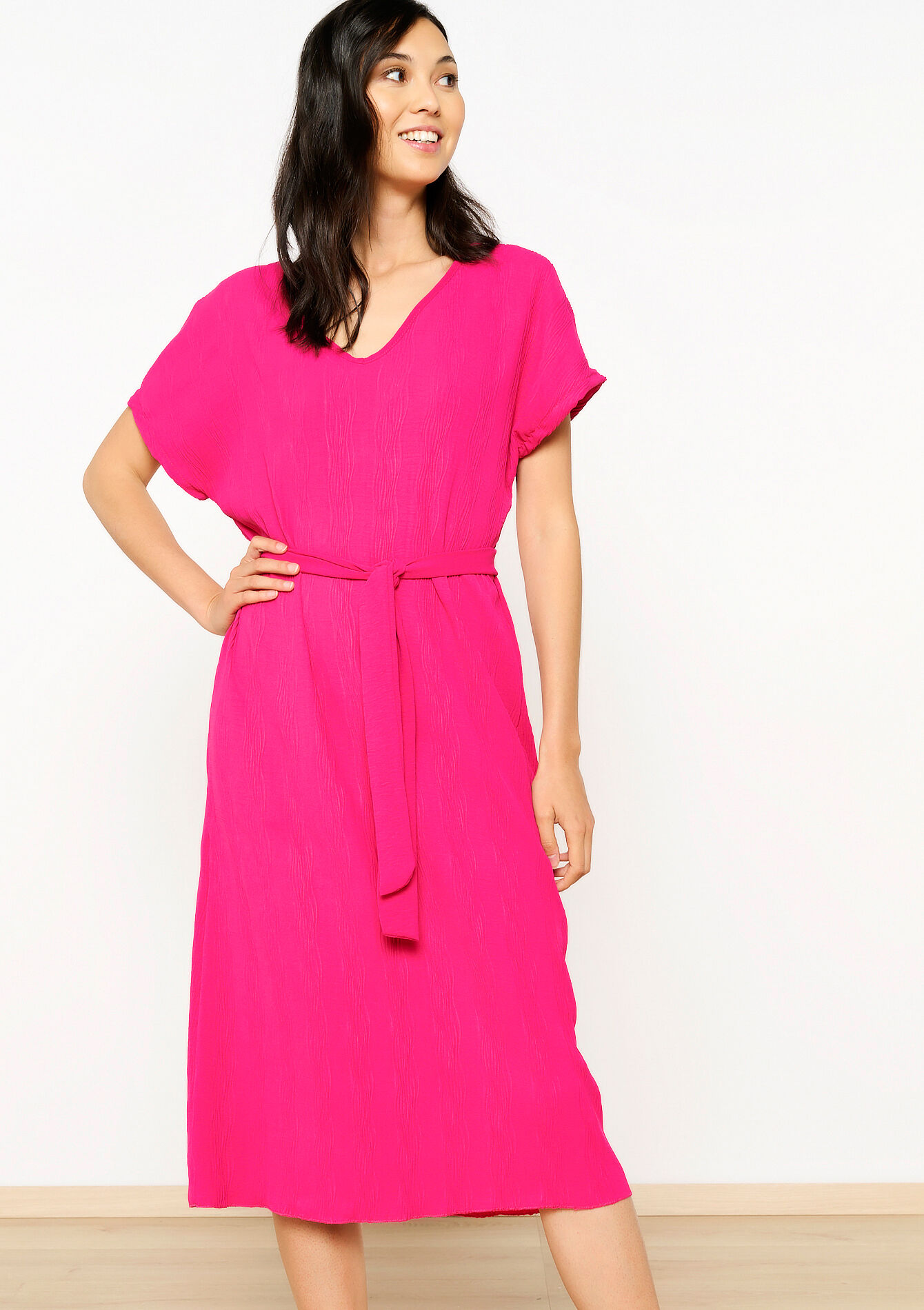 Rechte T-shirtjurk met striklint, Rechte T-shirtjurk met striklint - GREEN LAGOON - 08103630