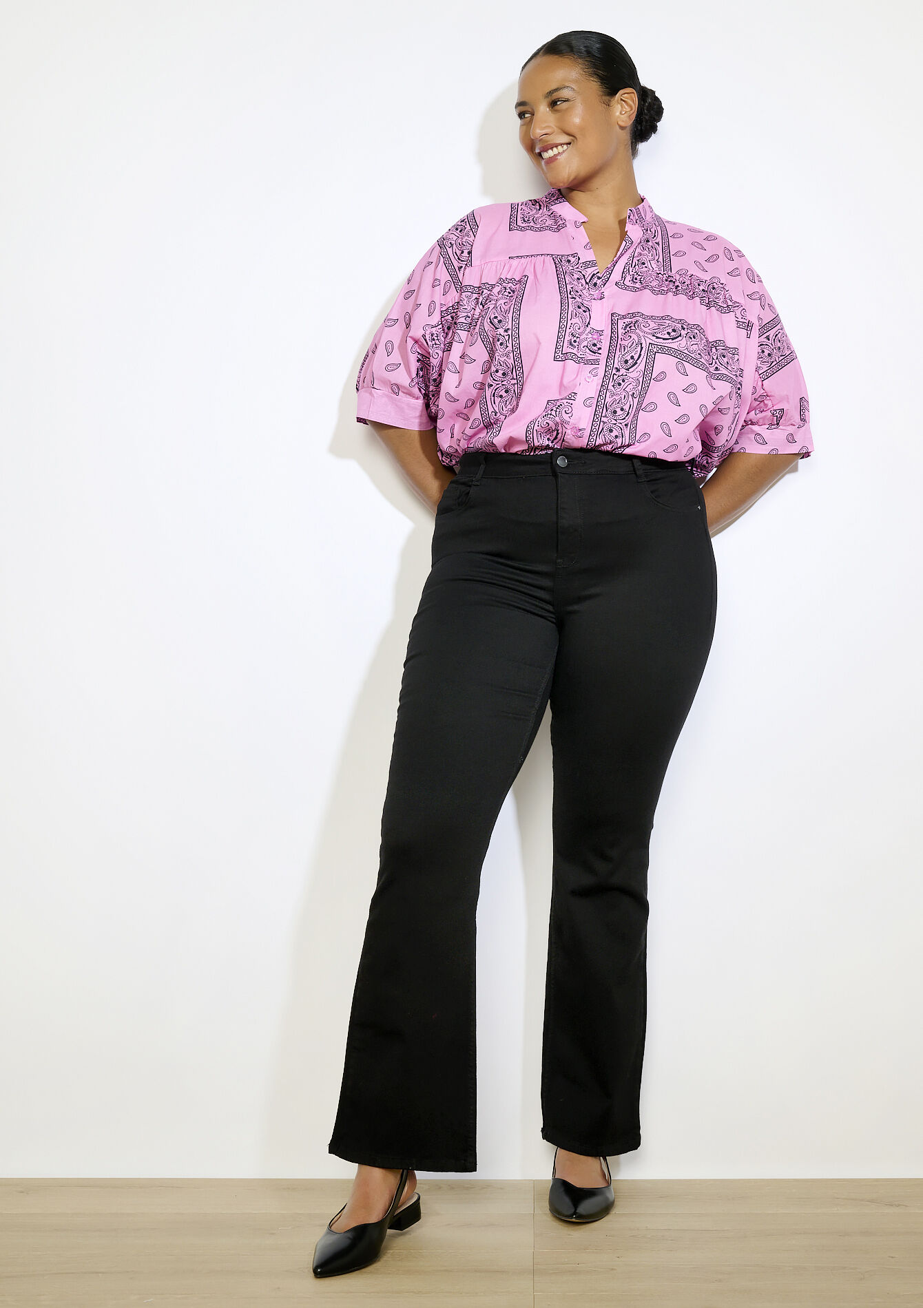 Bootcut jeans met hoge taille, Bootcut jeans met hoge taille - BLACK - 22000595_1119