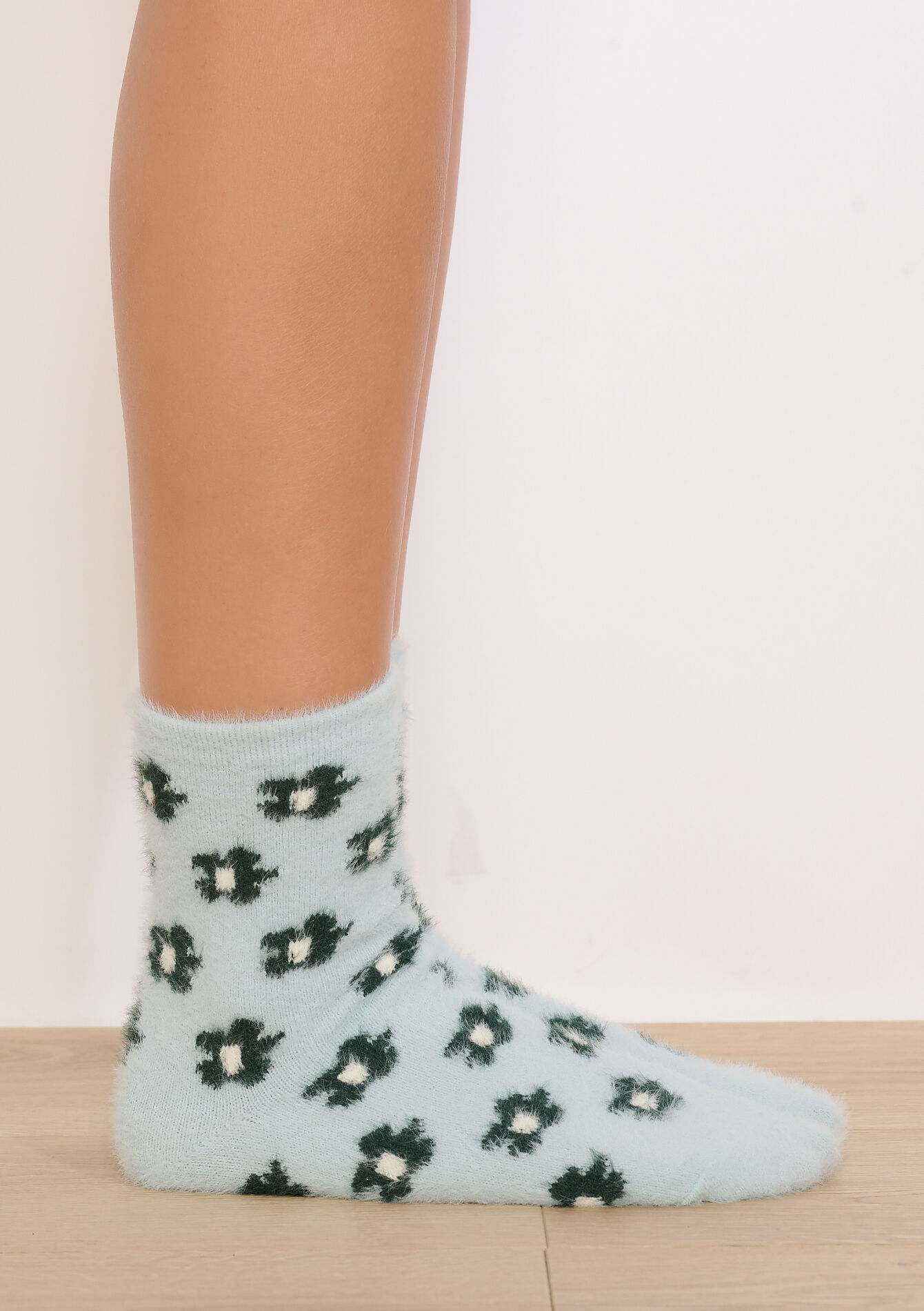 Floral fuzzy socks, Floral fuzzy socks - BLUE PASTEL - 17101478_3003
