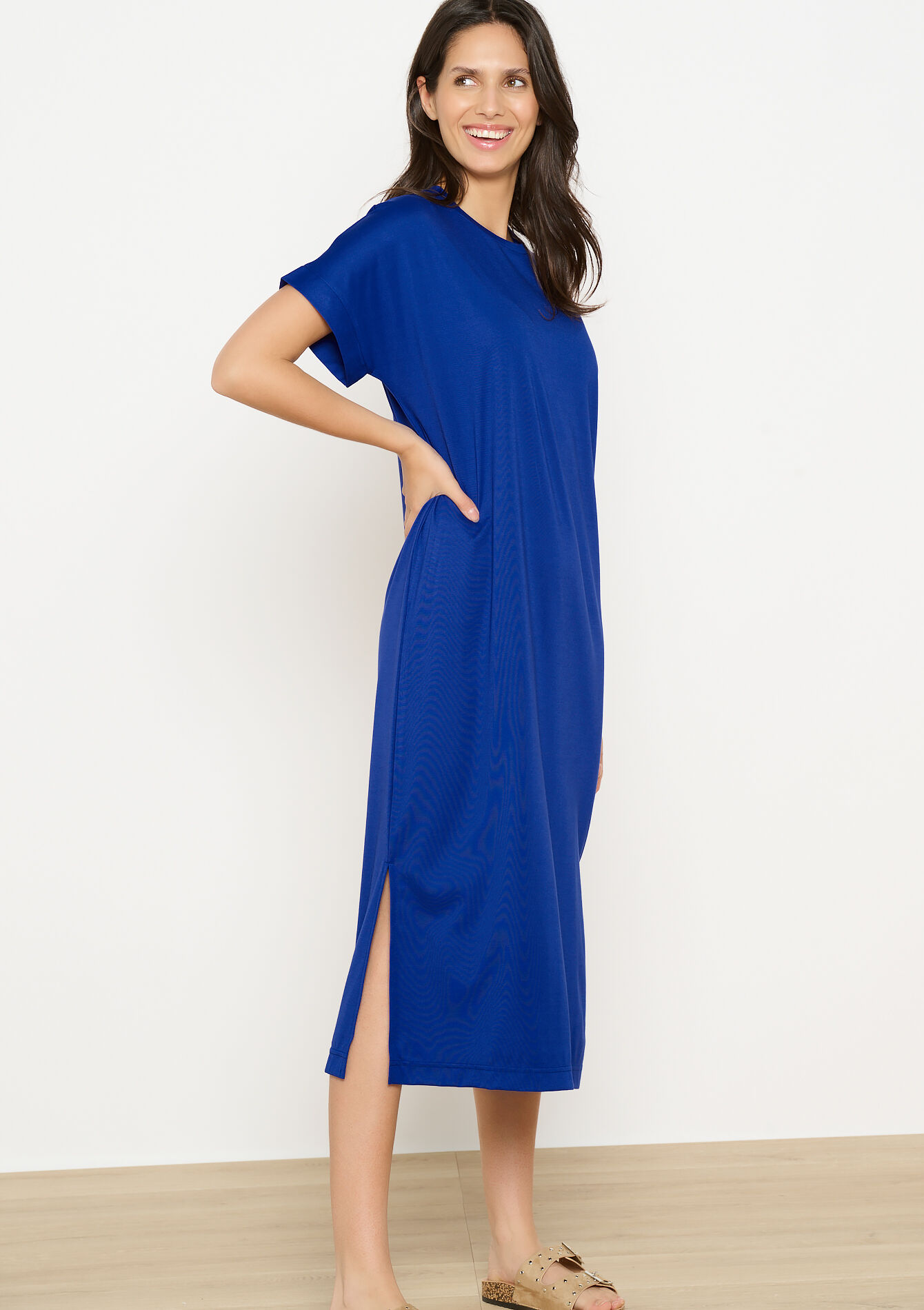 Solid midi dress, Solid midi dress - ELECTRIC BLUE - 08103950