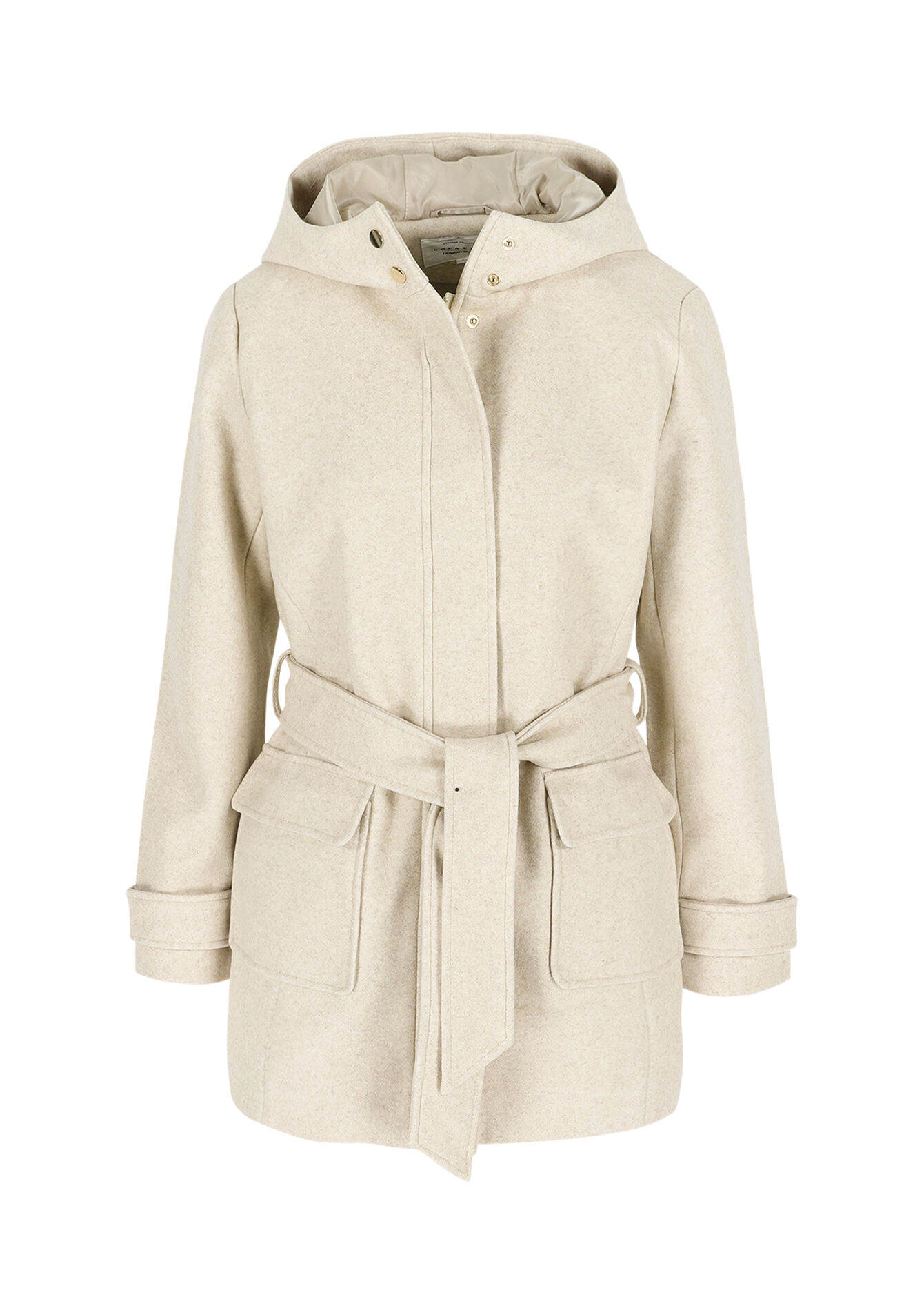 Wollen mantel met ceintuur, Wollen mantel met ceintuur - VANILLA WHITE - 23000746_1013