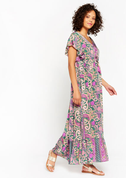 Maxi dress with paisley - GREEN EMERALD  - 08601505_4511