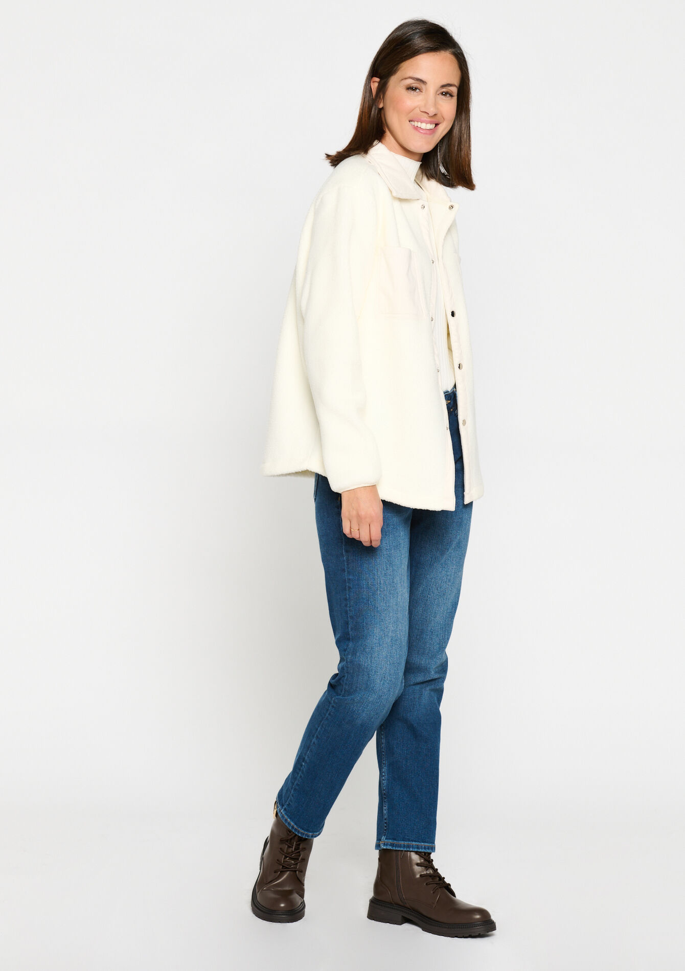 Thick shirt in bimatiere - VANILLA WHITE - 15100222_1013