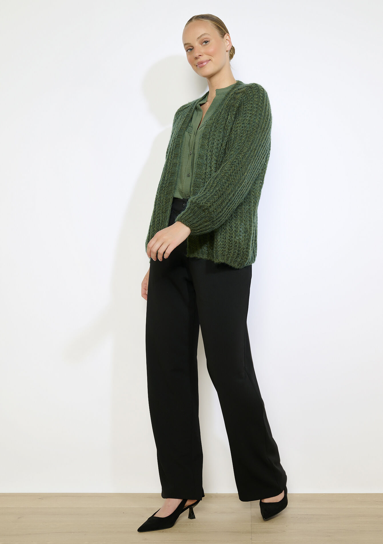 GG-vest van zwaar tricot - KHAKI FADED - 04101344_4326