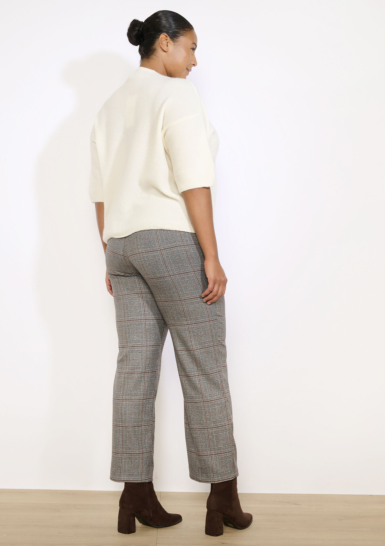 Geruite rechte broek, Geruite rechte broek - BLACK - 06100733_1119