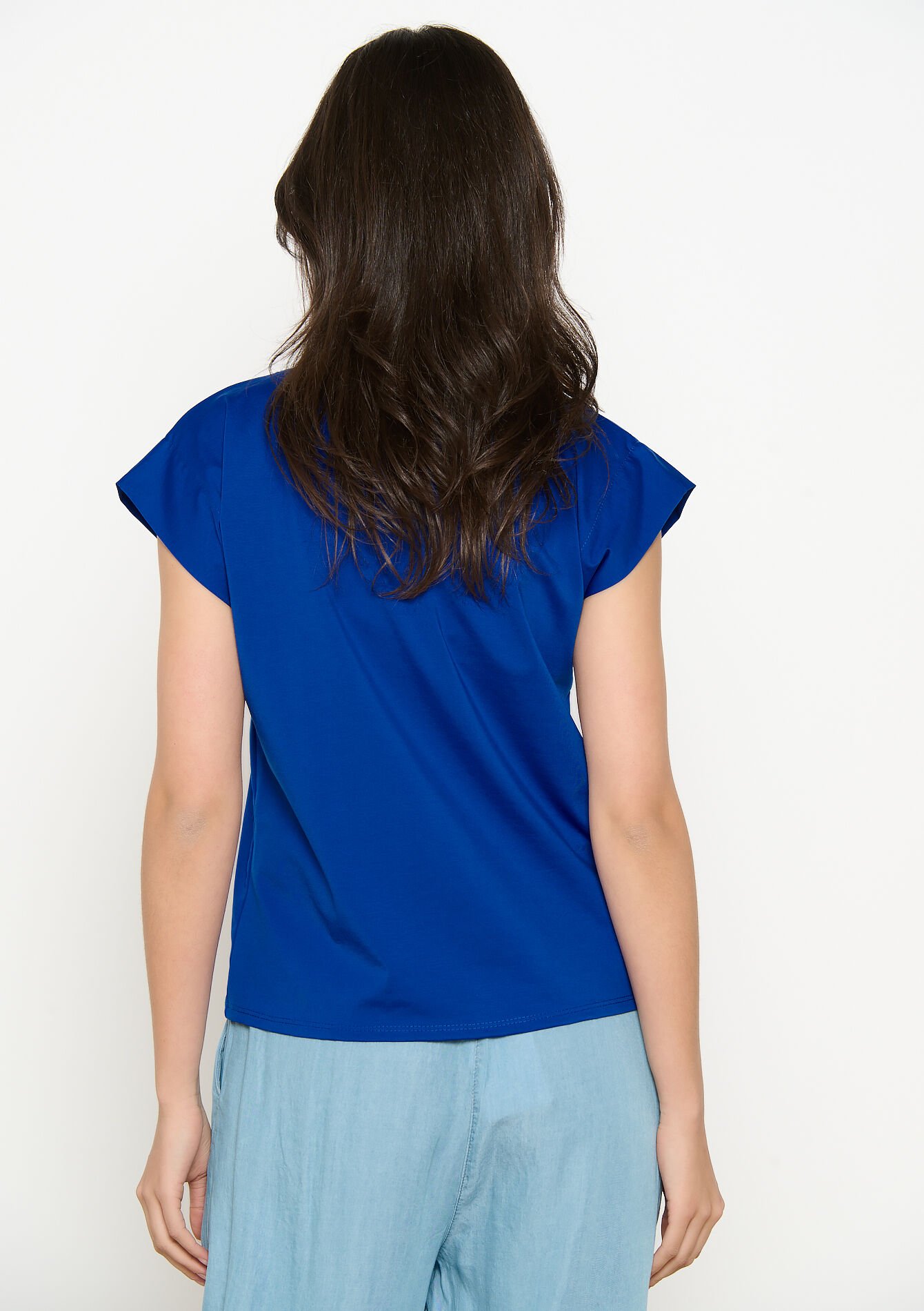 T-shirt met kapmouwen - ELECTRIC BLUE - 02301831_1619