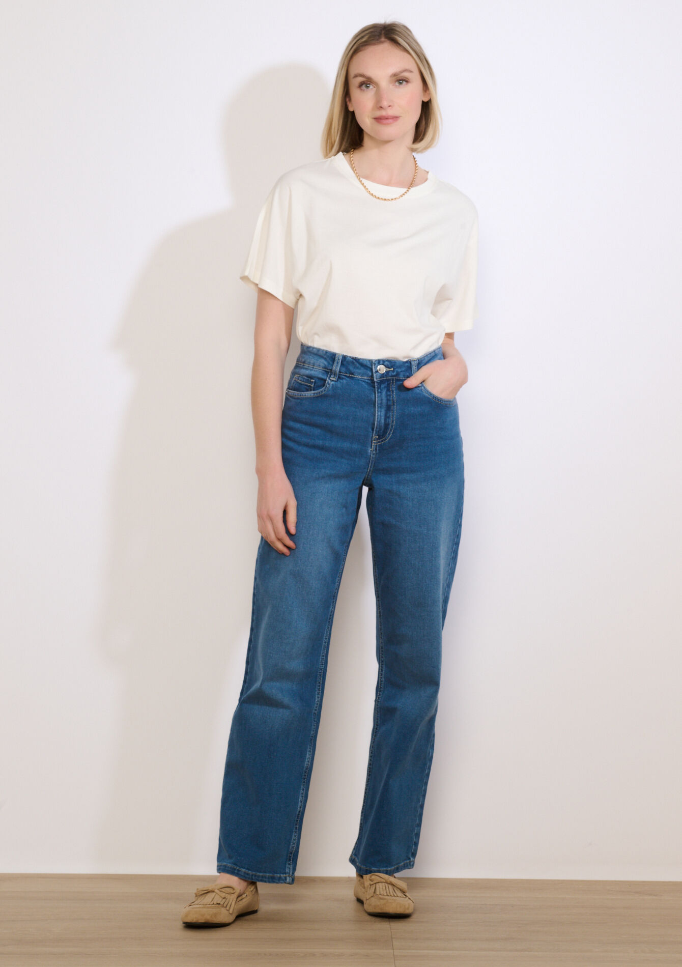 Jeans met hoge taille, , back