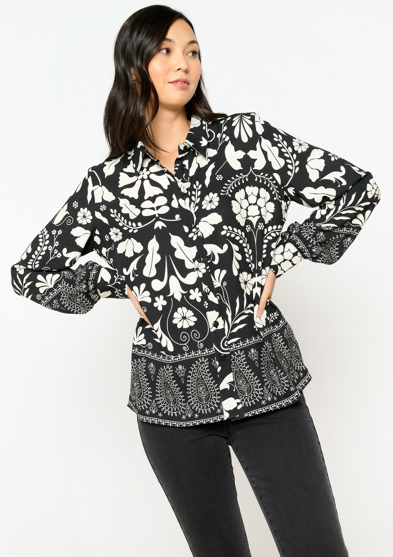 Chemise à imprimé, Chemise à imprimé - BLACK - 05702376_1119