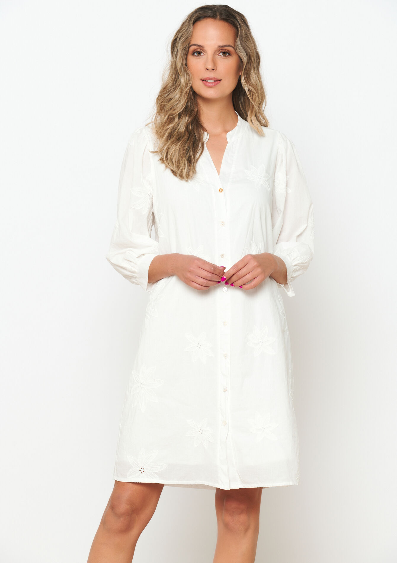 Robe évasée avec broderie, Robe évasée avec broderie - VANILLA WHITE - 08103648_1013