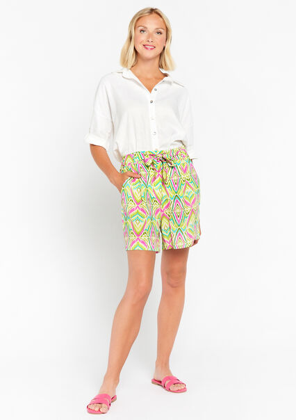 Shorts with ikat print - LIME - 06100537_4711