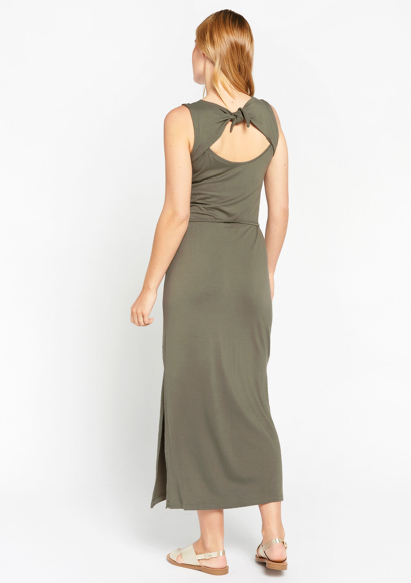 Maxi dress with open back, Maxi dress with open back - KHAKI FADED - 08601826_4326