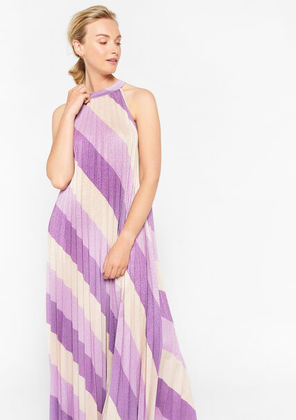 Maxi dress with pleating - PURPLE - 08602066_5902