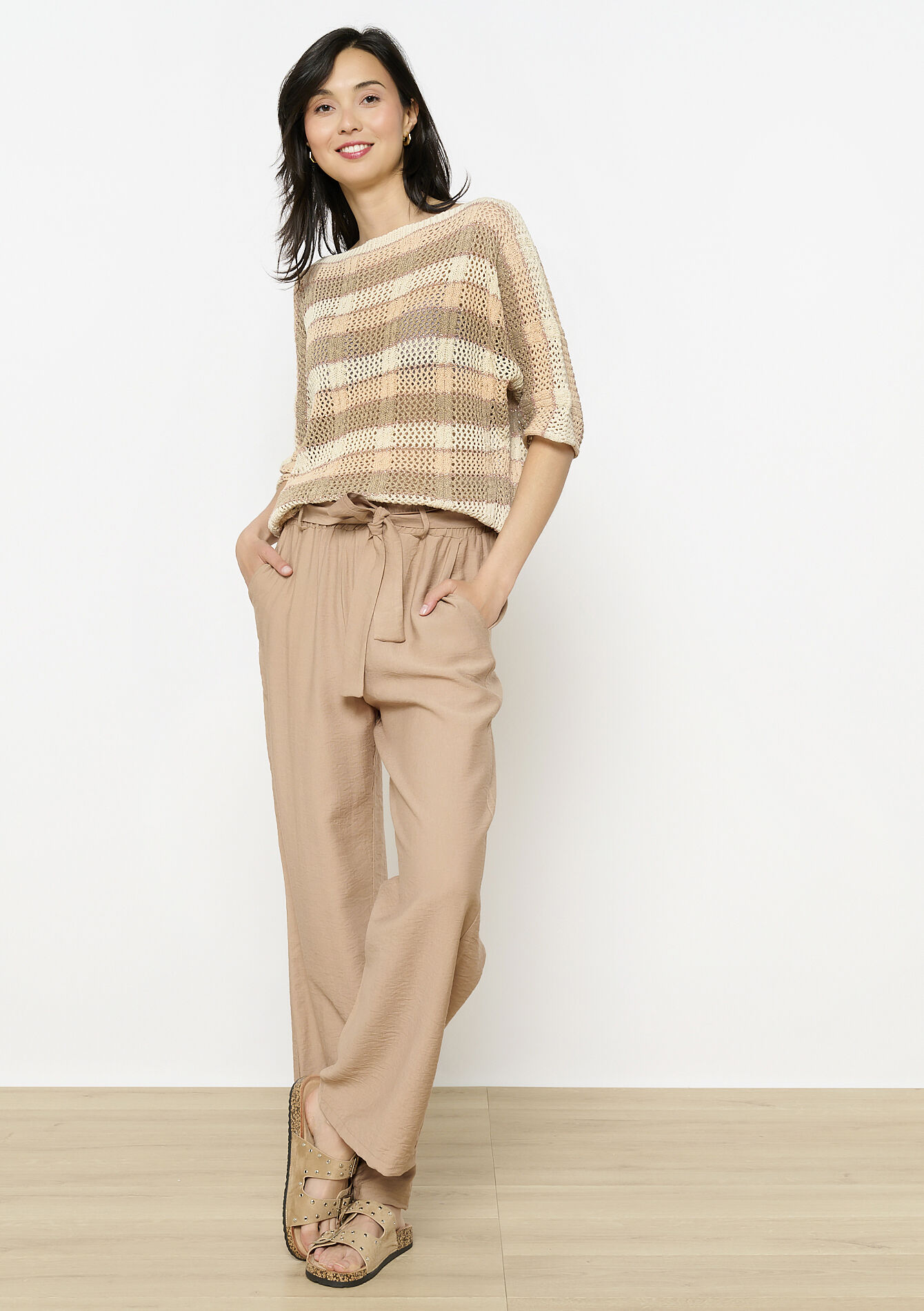 Ajourtrui met streeppatroon - TAUPE - 04006966_1021