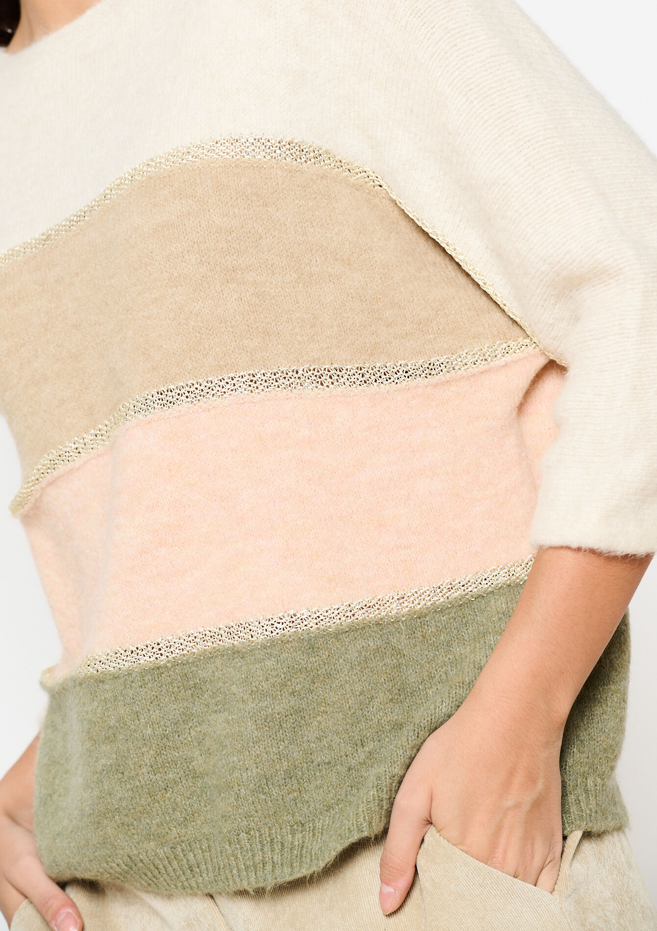 Sweater with colourblock, Sweater with colourblock - TAUPE - 04006679_1021