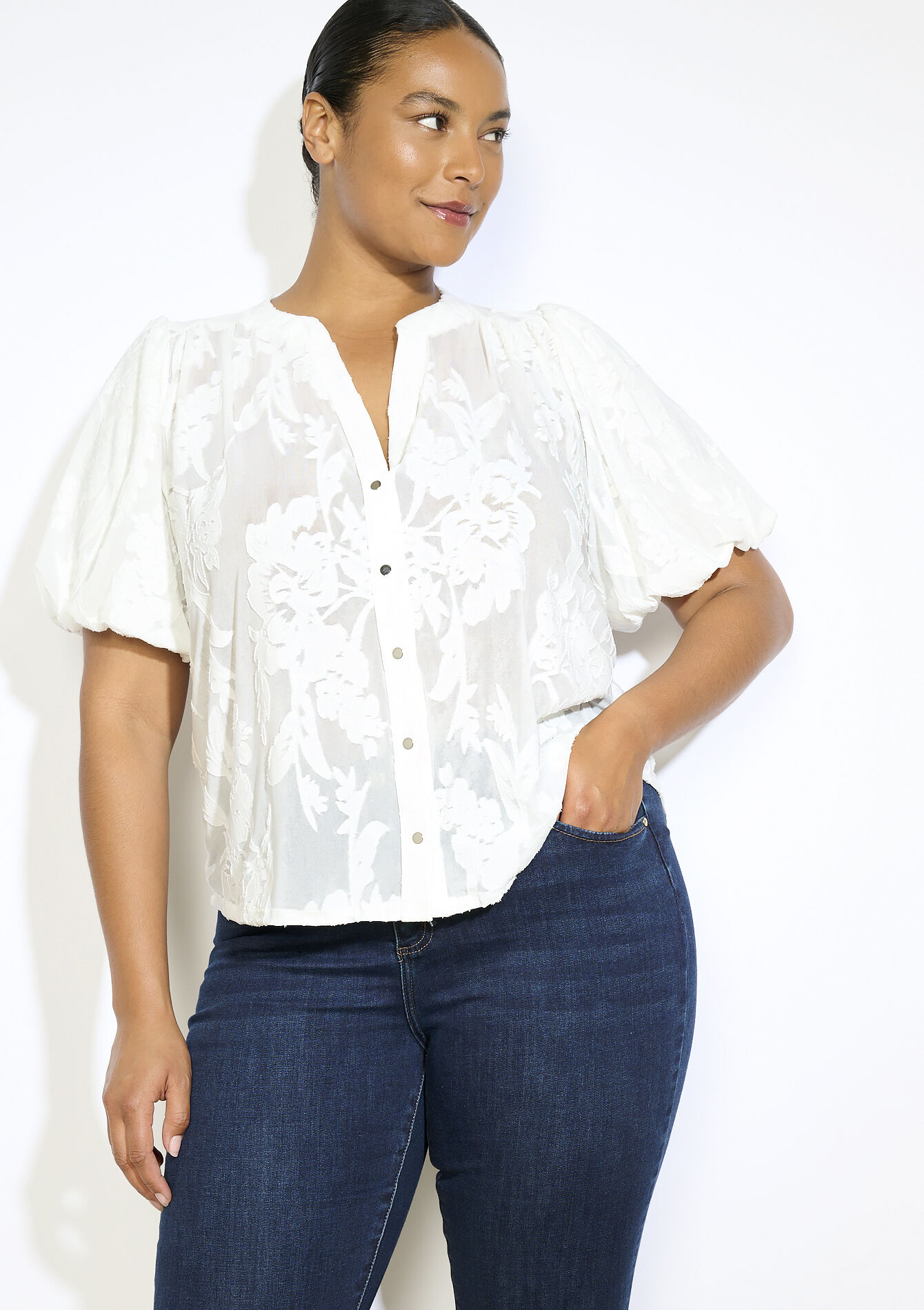 T-shirt en jacquard boutonné, T-shirt en jacquard boutonné - OFFWHITE - 02301891