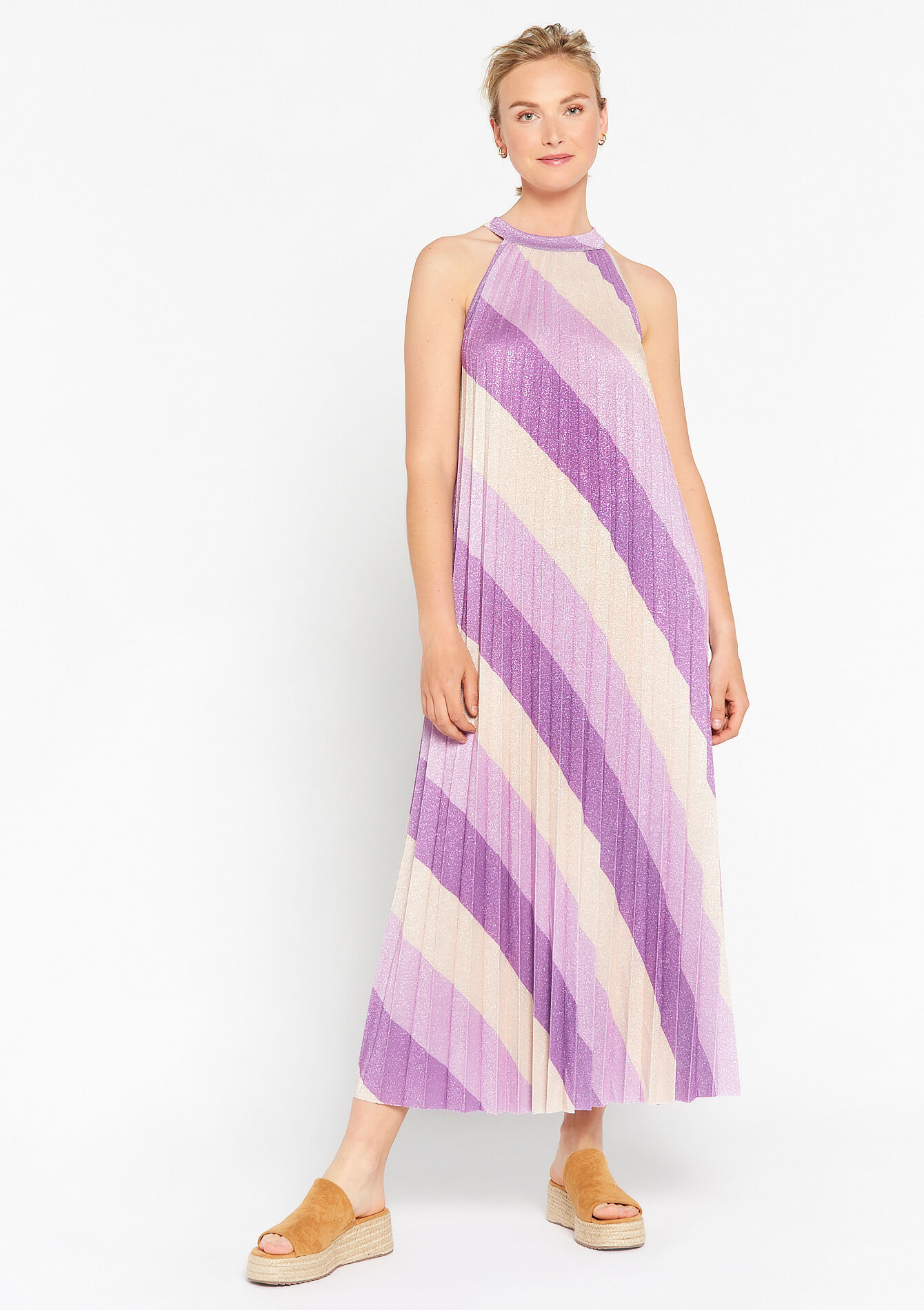 Maxi dress with pleating, Maxi dress with pleating - PURPLE - 08602066_5902