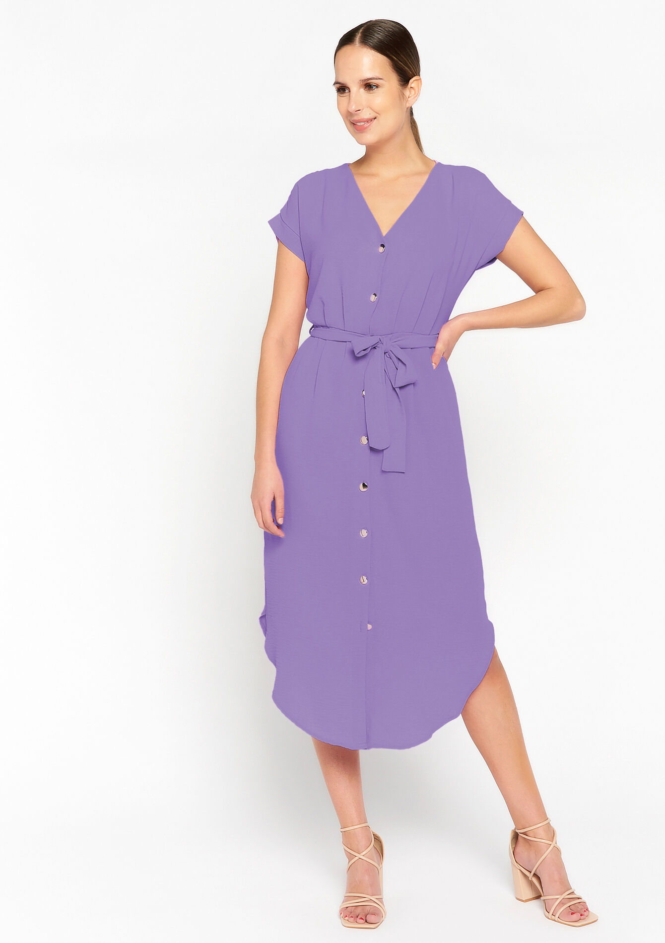Maxi-jurk met knopen, Maxi-jurk met knopen - PASTEL LILAC - 08601960_1493
