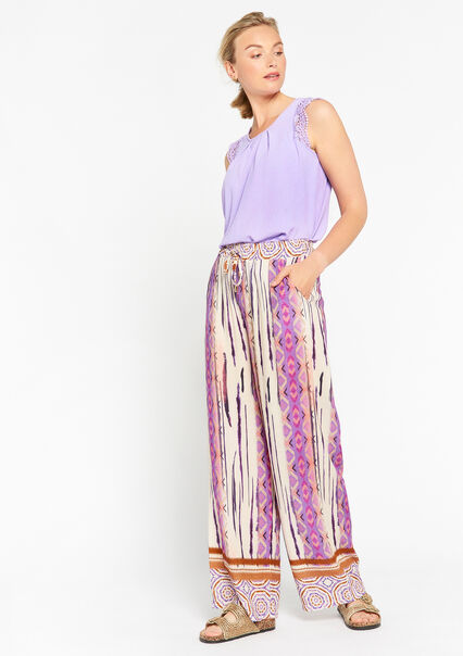 Loose trousers with batik - LILAC BRIGHT - 06600752_2578