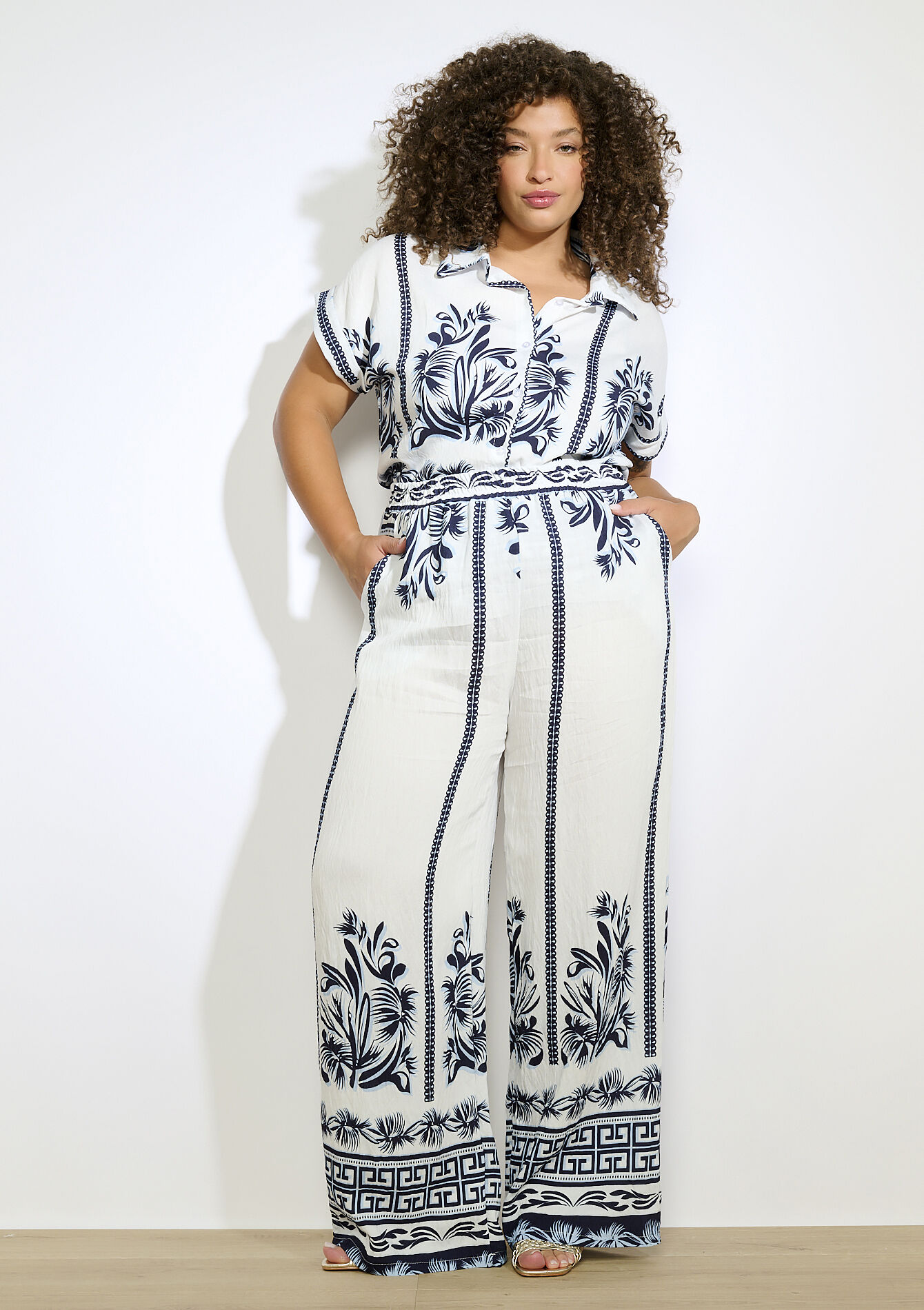 Pantalon large imprimé, Pantalon large imprimé - ELECTRIC BLUE - 06601000_1619