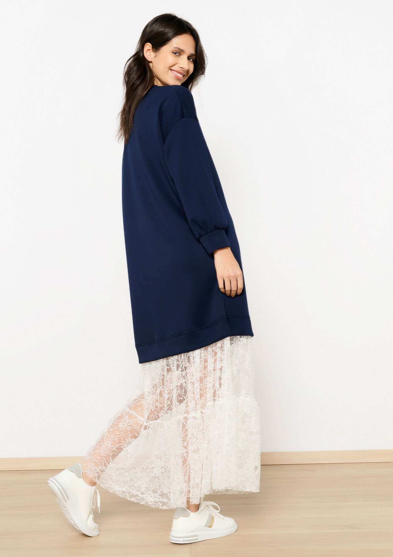 Sweaterjurk met kant, Sweaterjurk met kant - NAVY BASIC - 08103999_2723