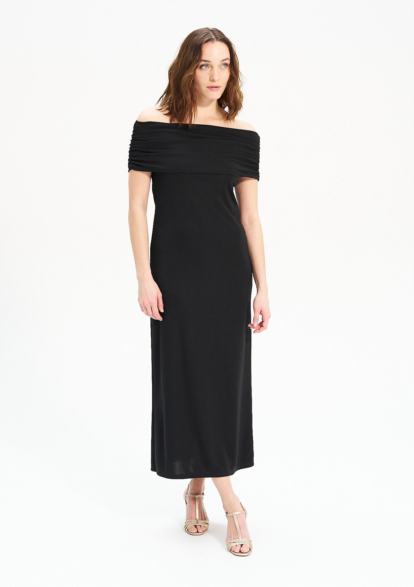 Robe avec épaules dénudées - BLACK - 08103559_1119