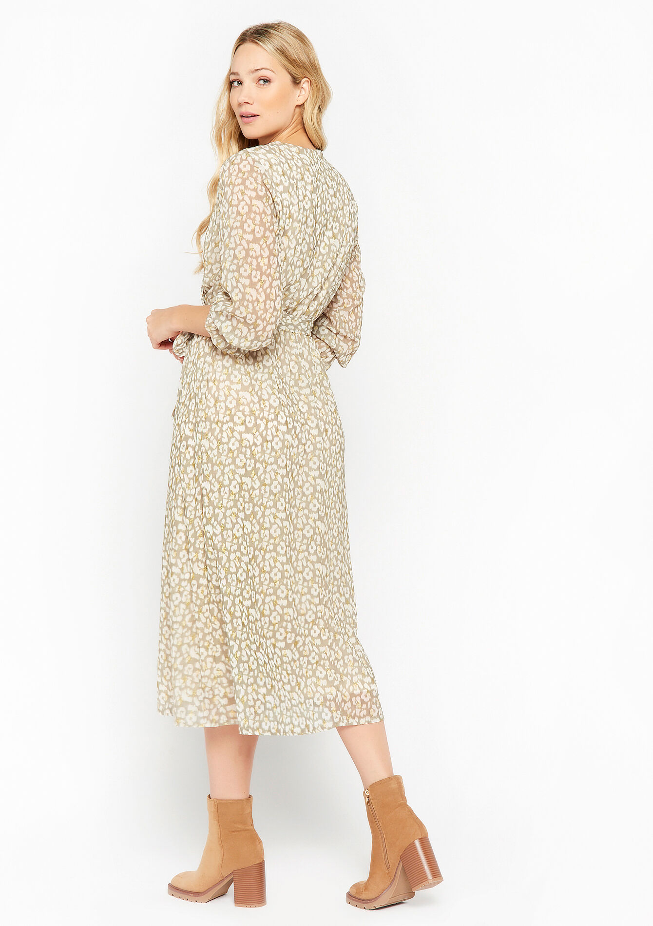 Robe longue à imprimé léopard, Robe longue à imprimé léopard - MINT GREEN - 1068252