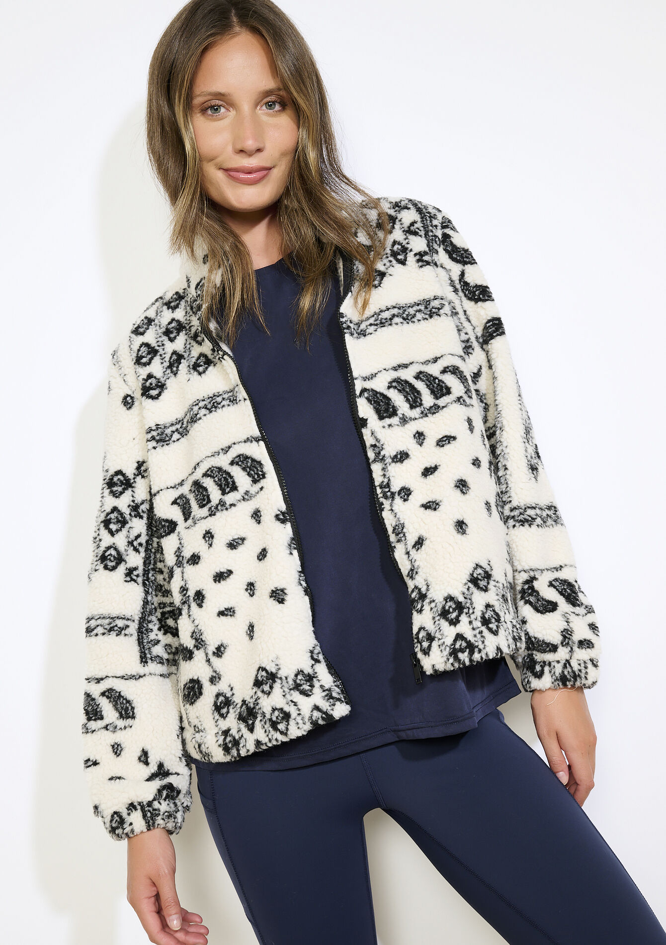 Fleece jas met print, Fleece jas met print - VANILLA WHITE - 15100352_1013