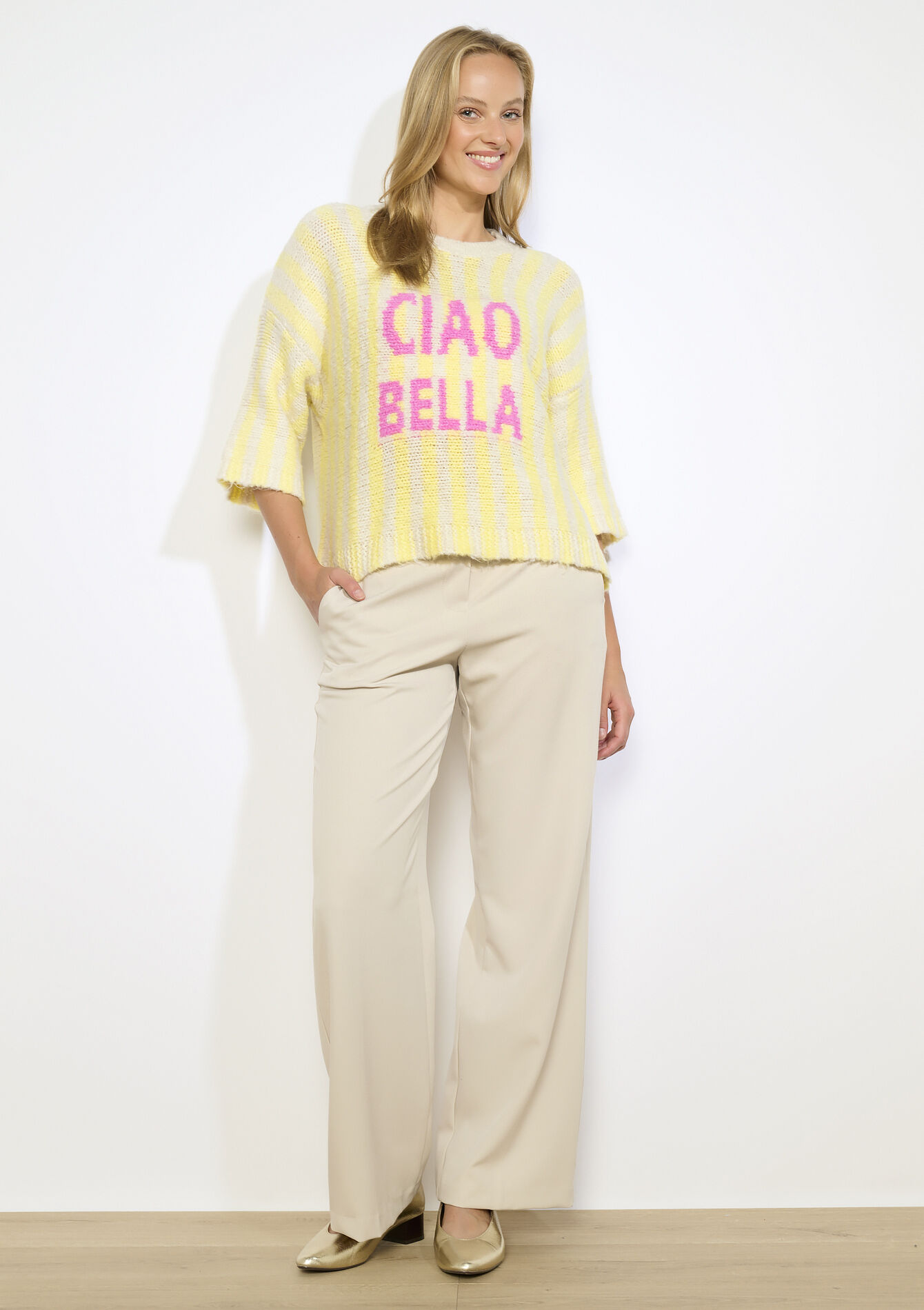Pull oversize "Ciao Bella", Pull oversize "Ciao Bella" - LT BEIGE - 04007043_2527