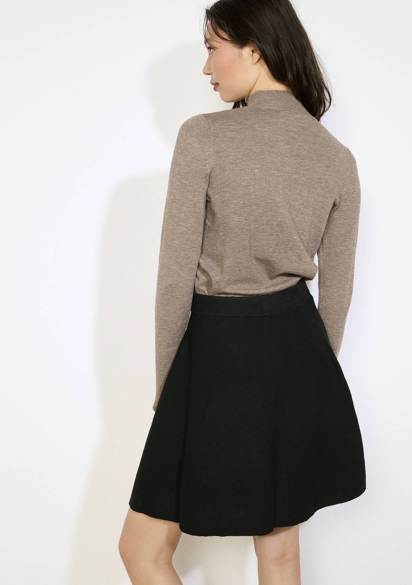 Uitlopende gebreide rok, Uitlopende gebreide rok - BLACK - 07101358_1119